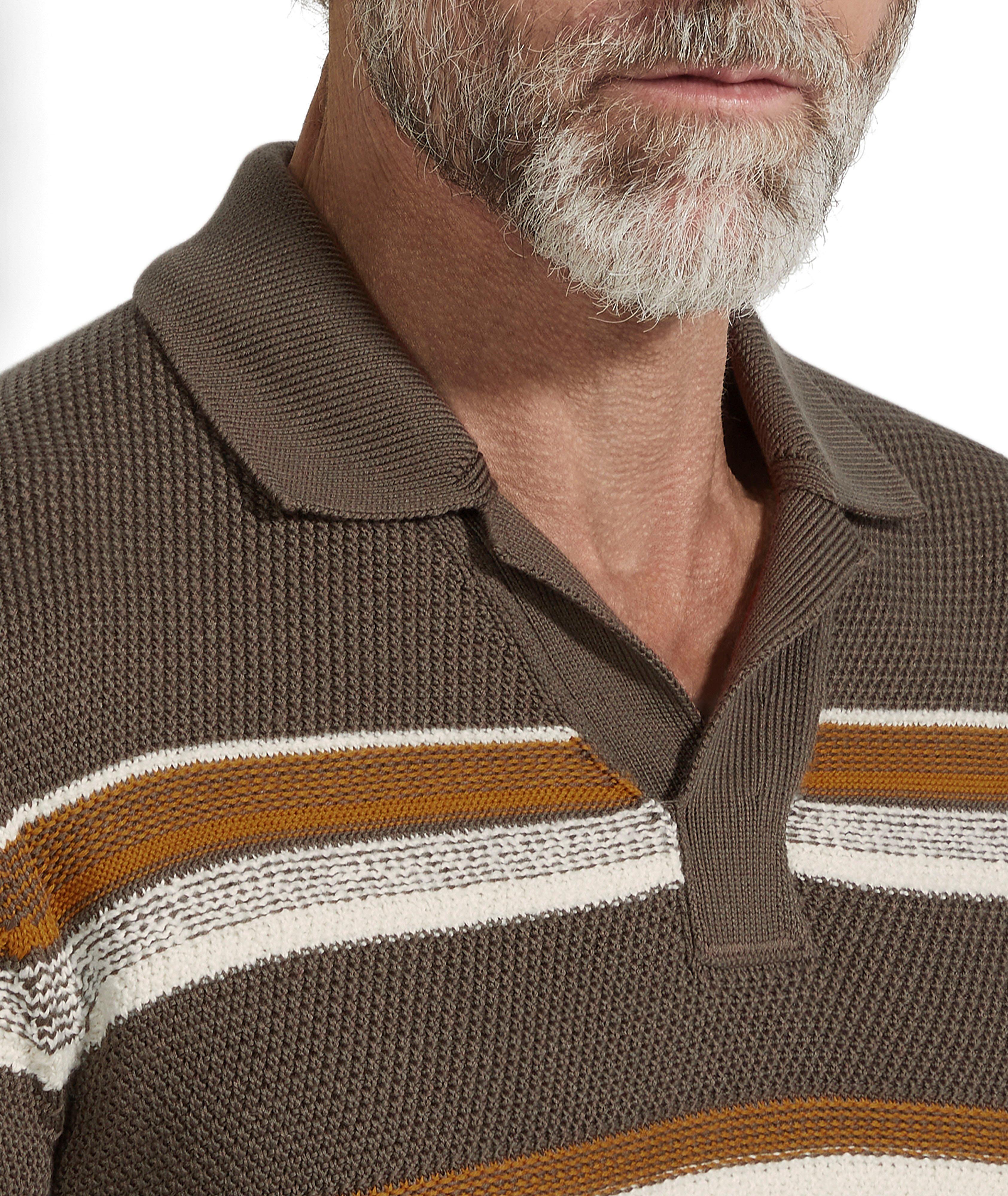 Stripe Cotton-Silk Polo Shirt image 3