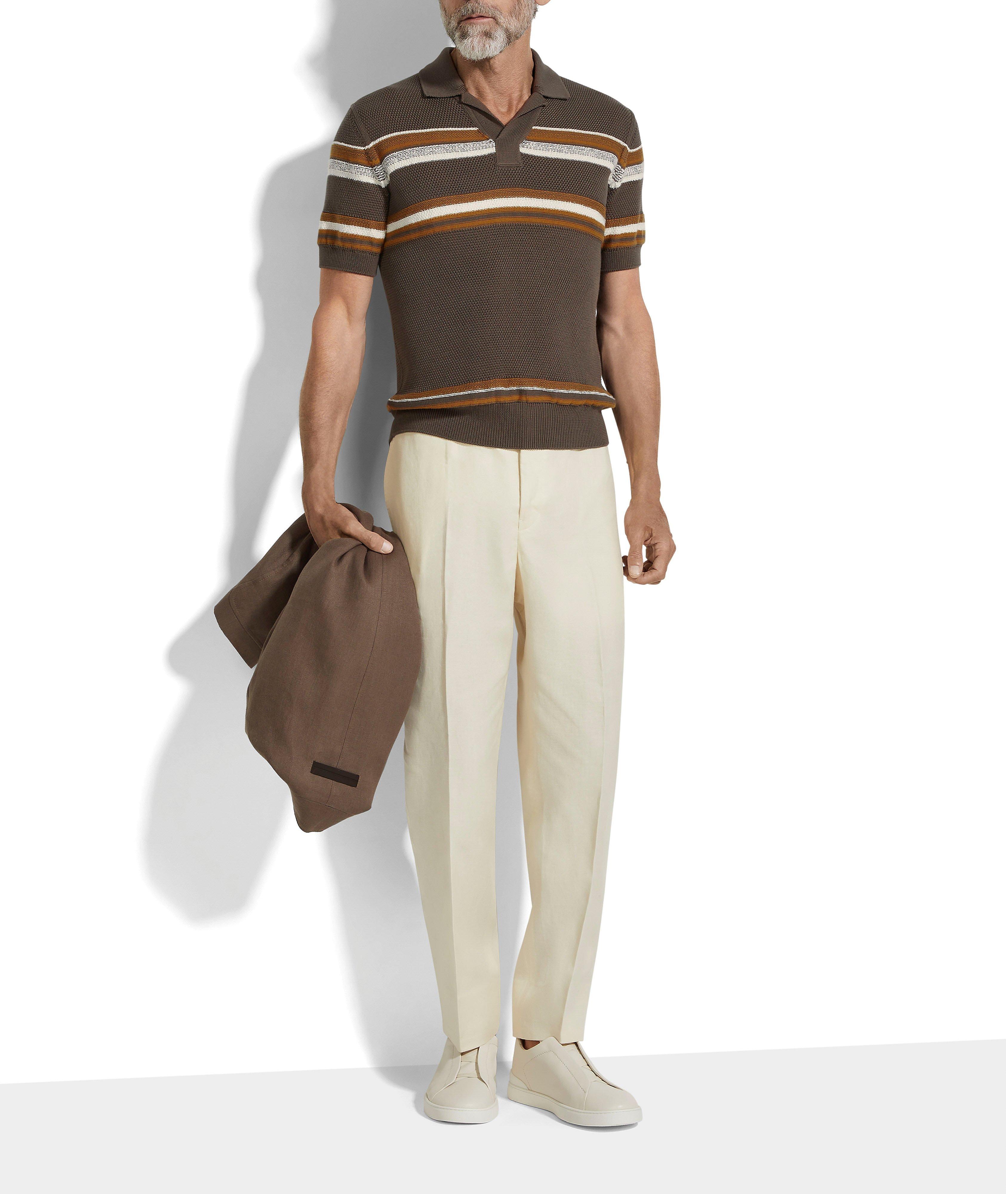 Stripe Cotton-Silk Polo Shirt image 4