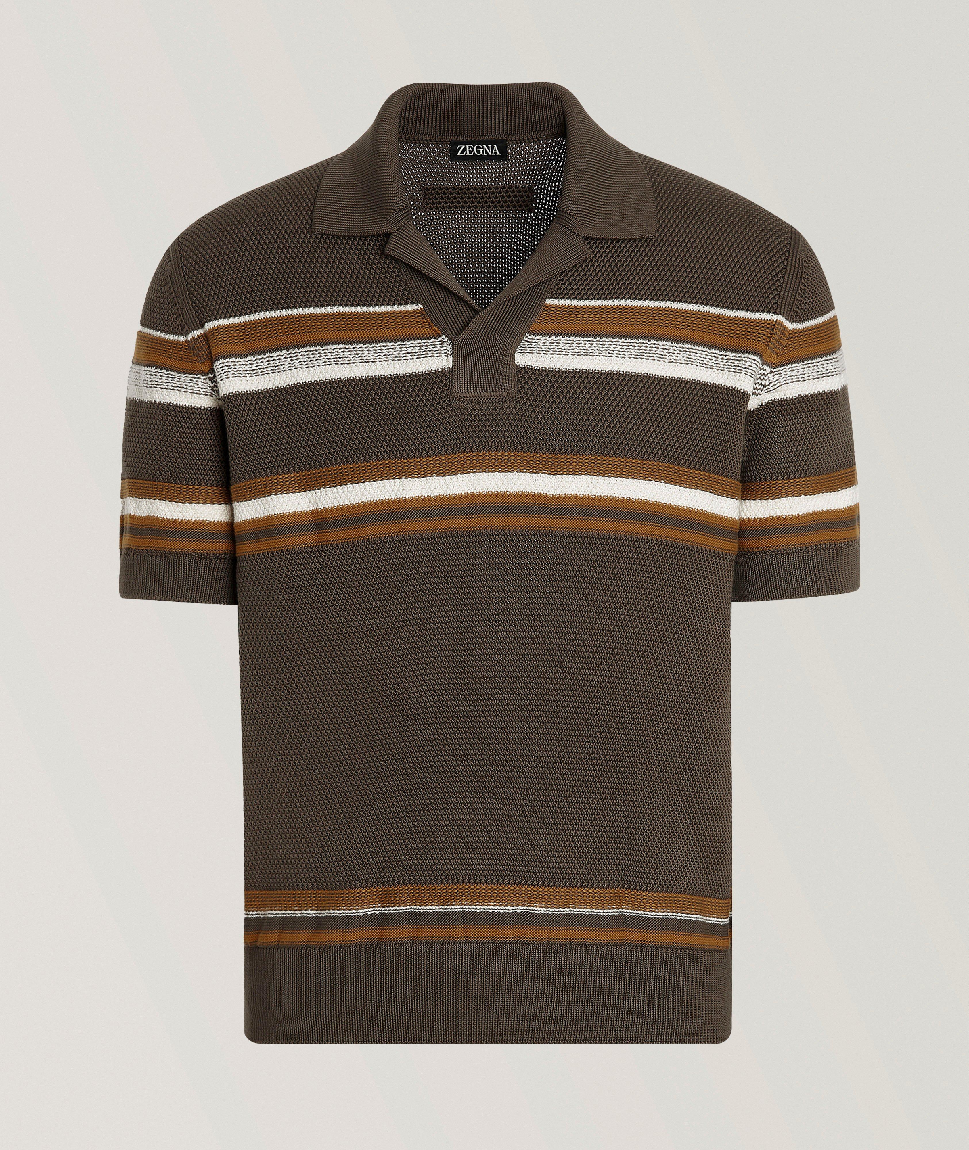 Stripe Cotton-Silk Polo Shirt image 0