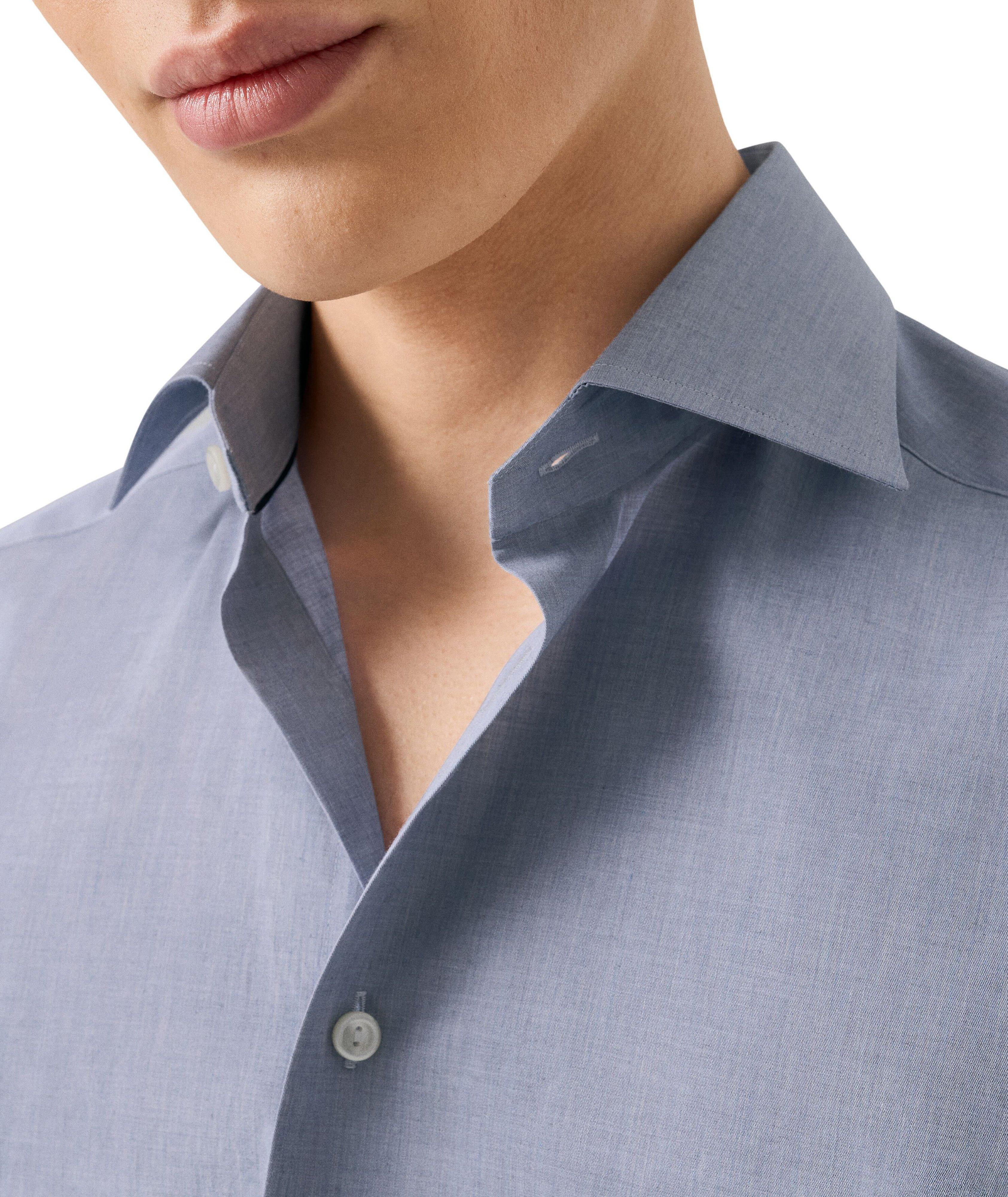 Slim-Fit Mélange Twill Dress Shirt image 4