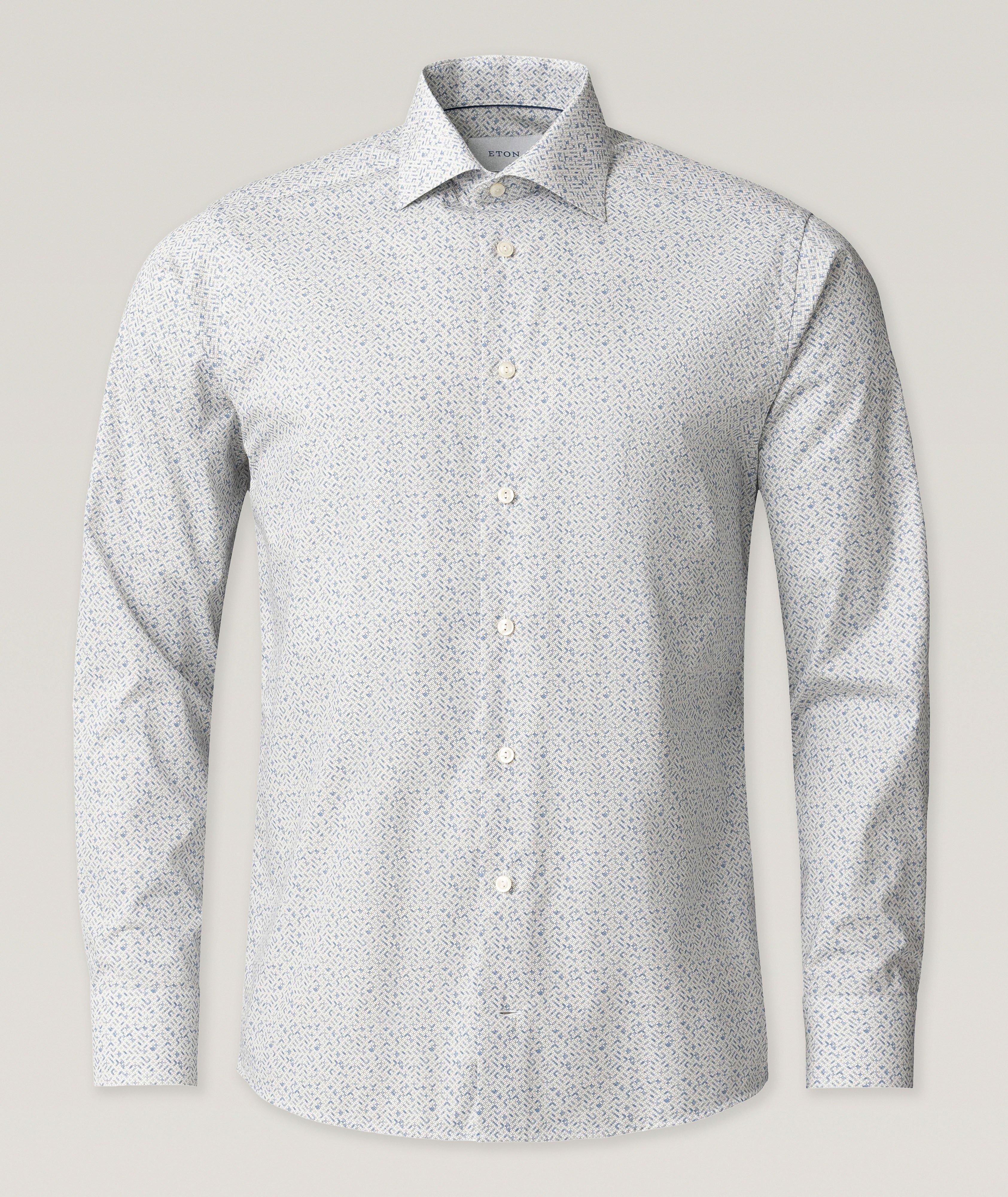 Contemporary-Fit Geometric Twill Dress Shirt image 1