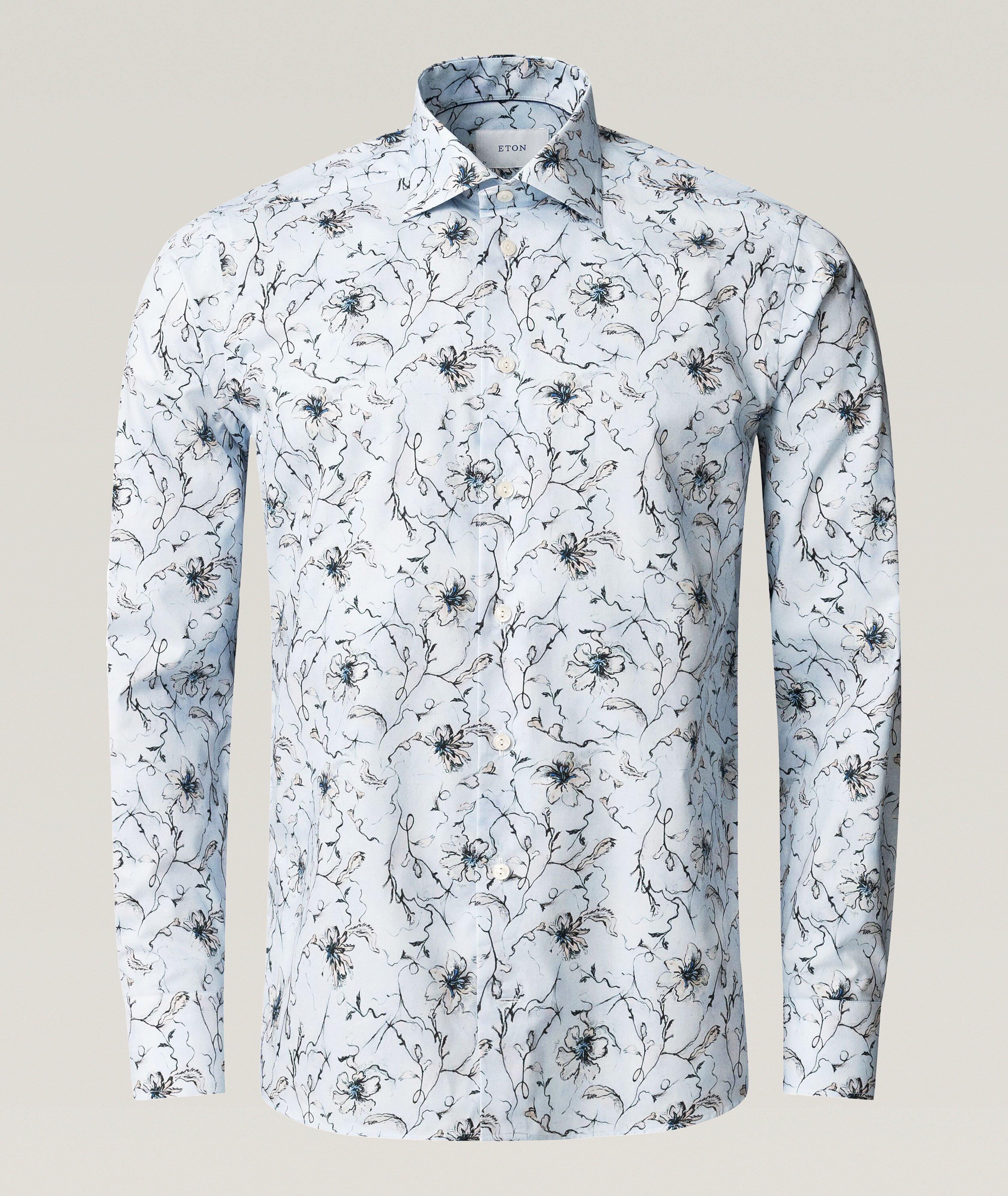 Chemise habillée en twill à motif floral de coupe amincie image 1