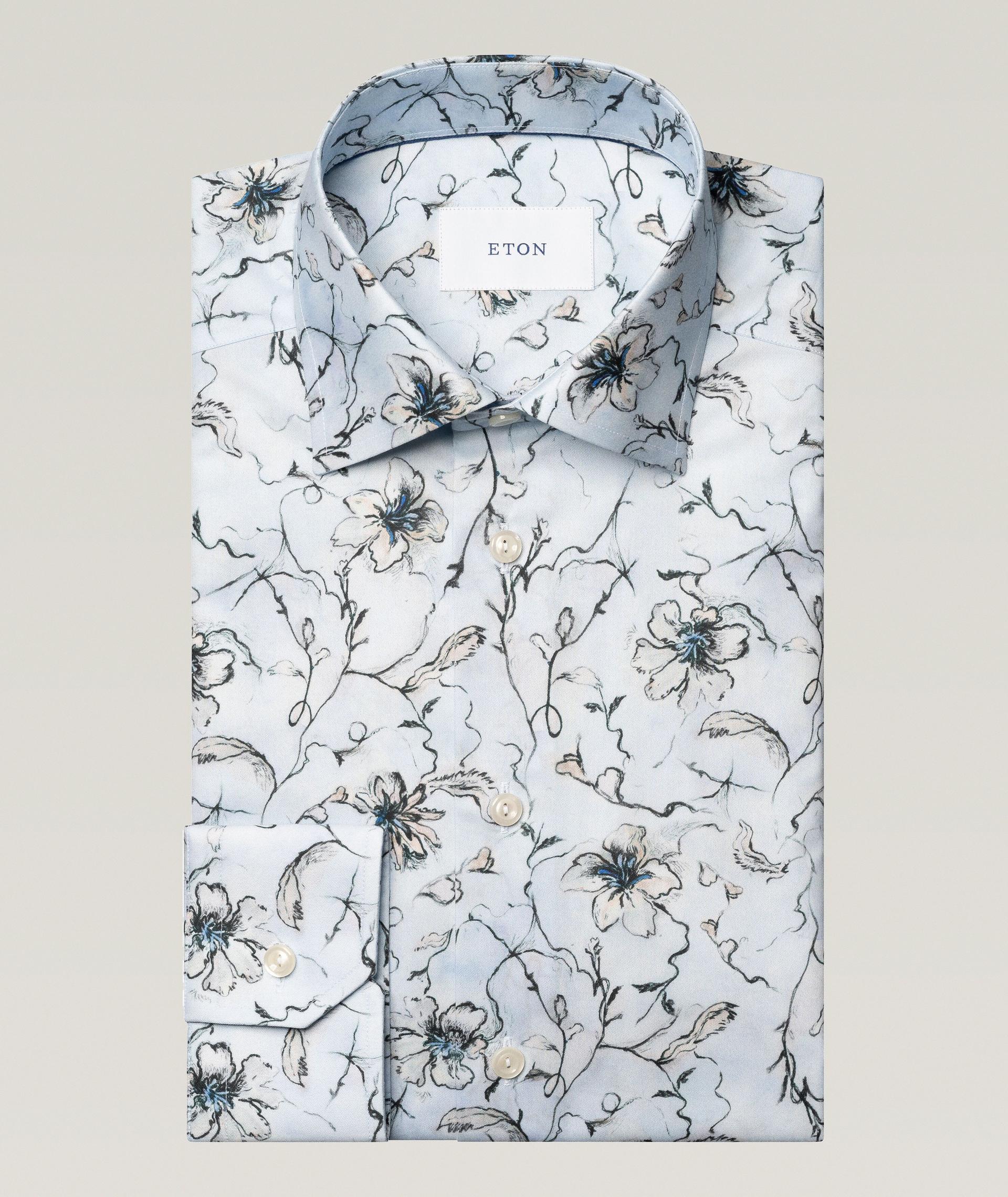 Chemise habillée en twill à motif floral de coupe amincie image 0