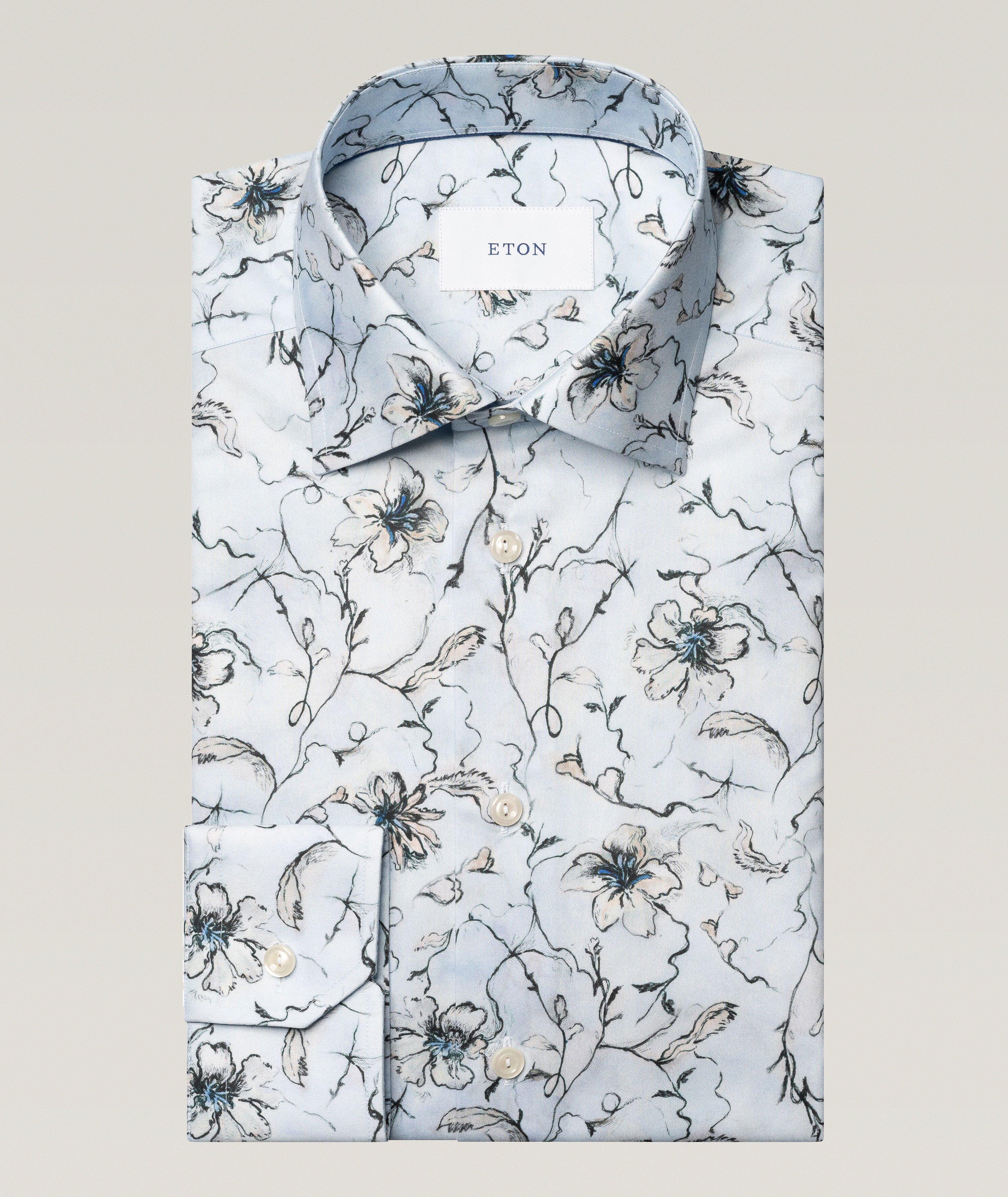 Chemise habillée en twill à motif floral de coupe amincie image 0