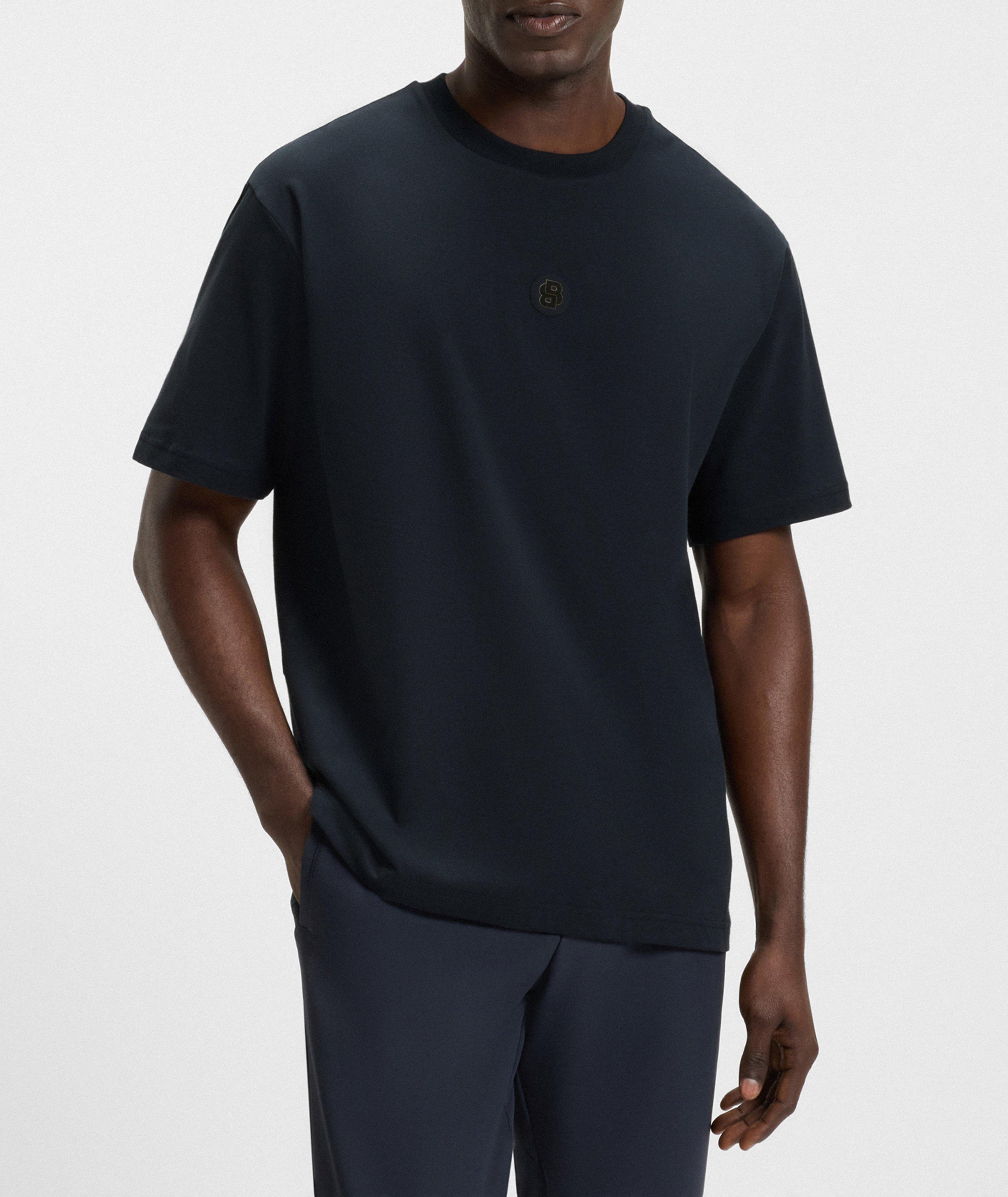 T-shirt en coton extensible à monogramme double image 1