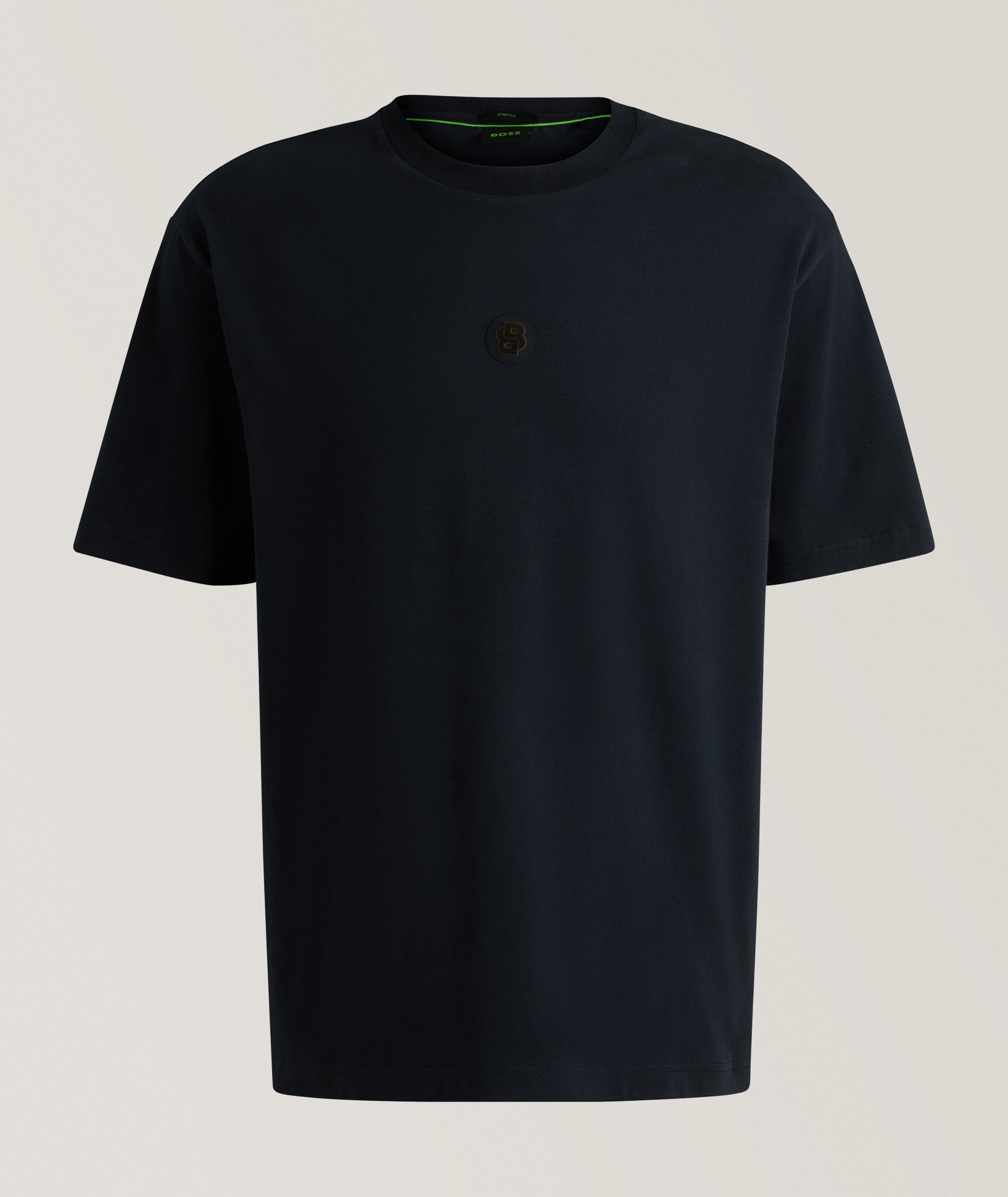 T-shirt en coton extensible à monogramme double image 0