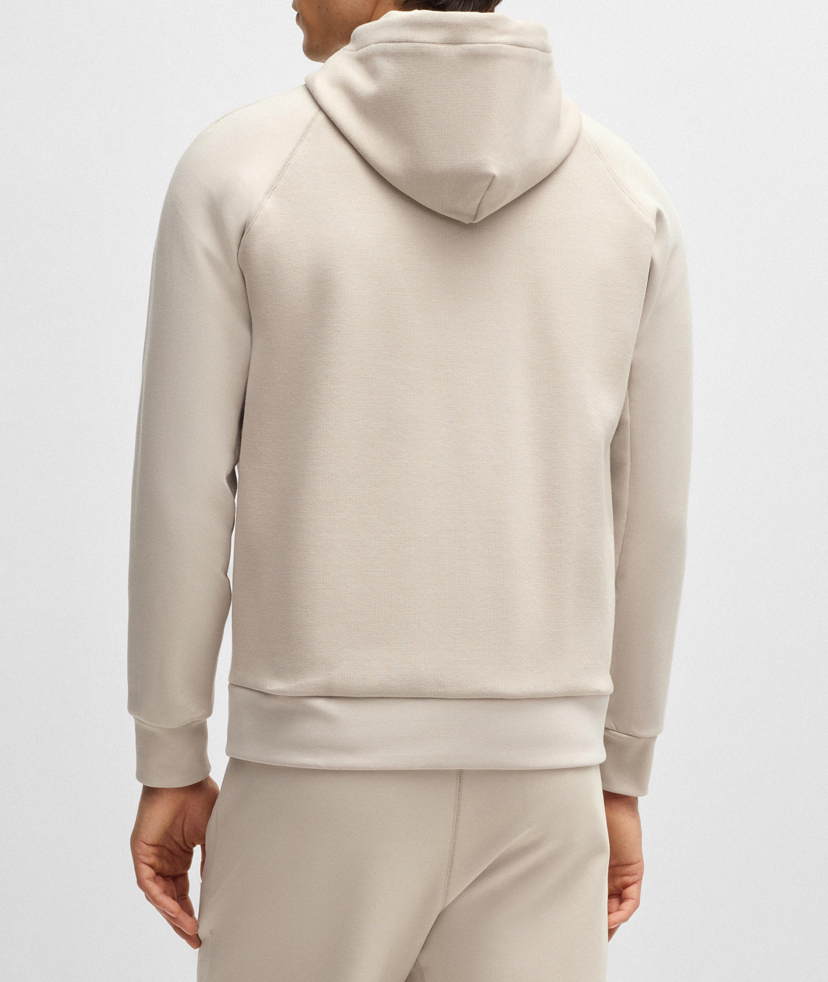 Saggy Stretch-Cotton Zipper Hooded Sweater image 2