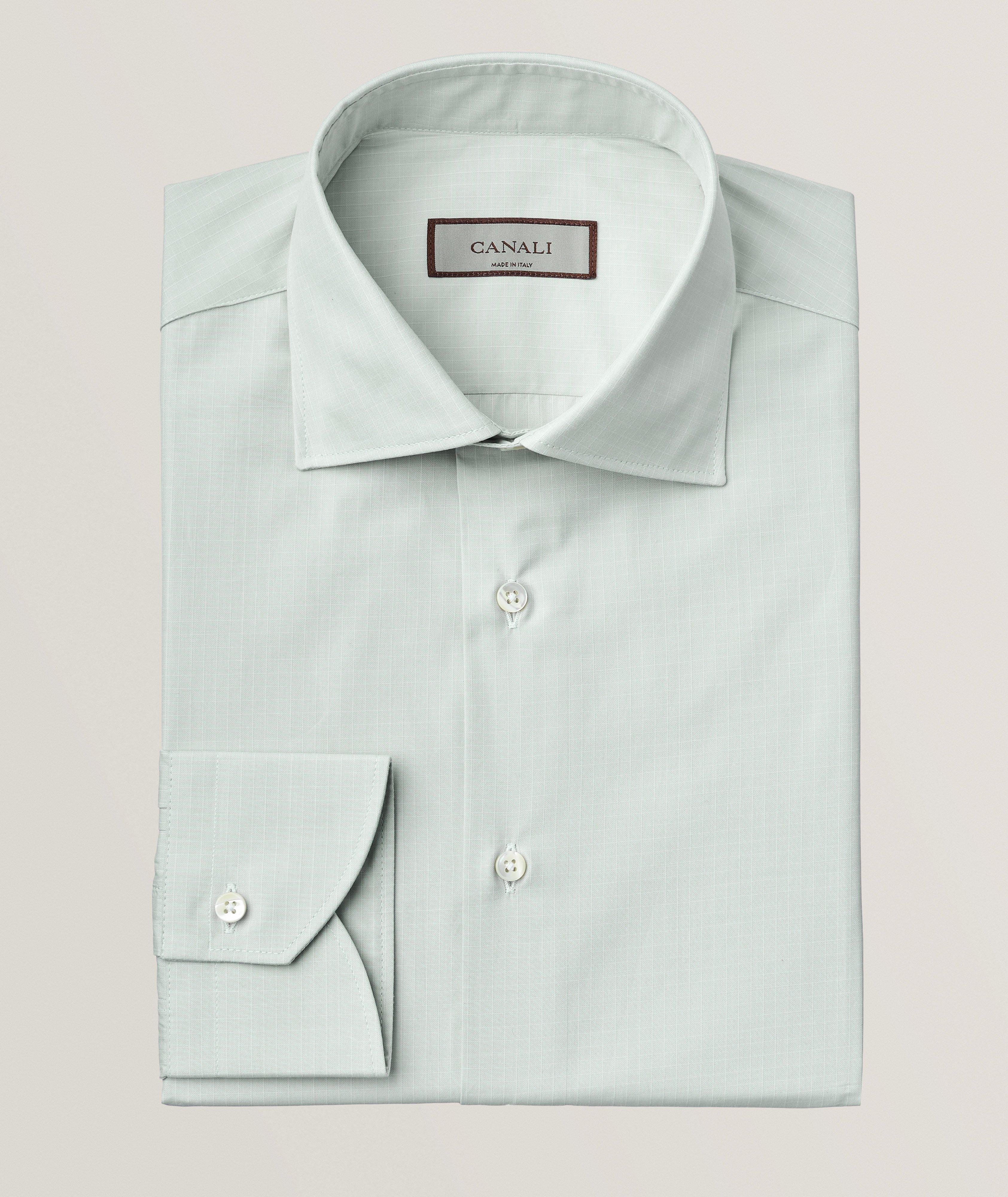 Canali Chemise habillée à petit motif quadrillé de coupe standard