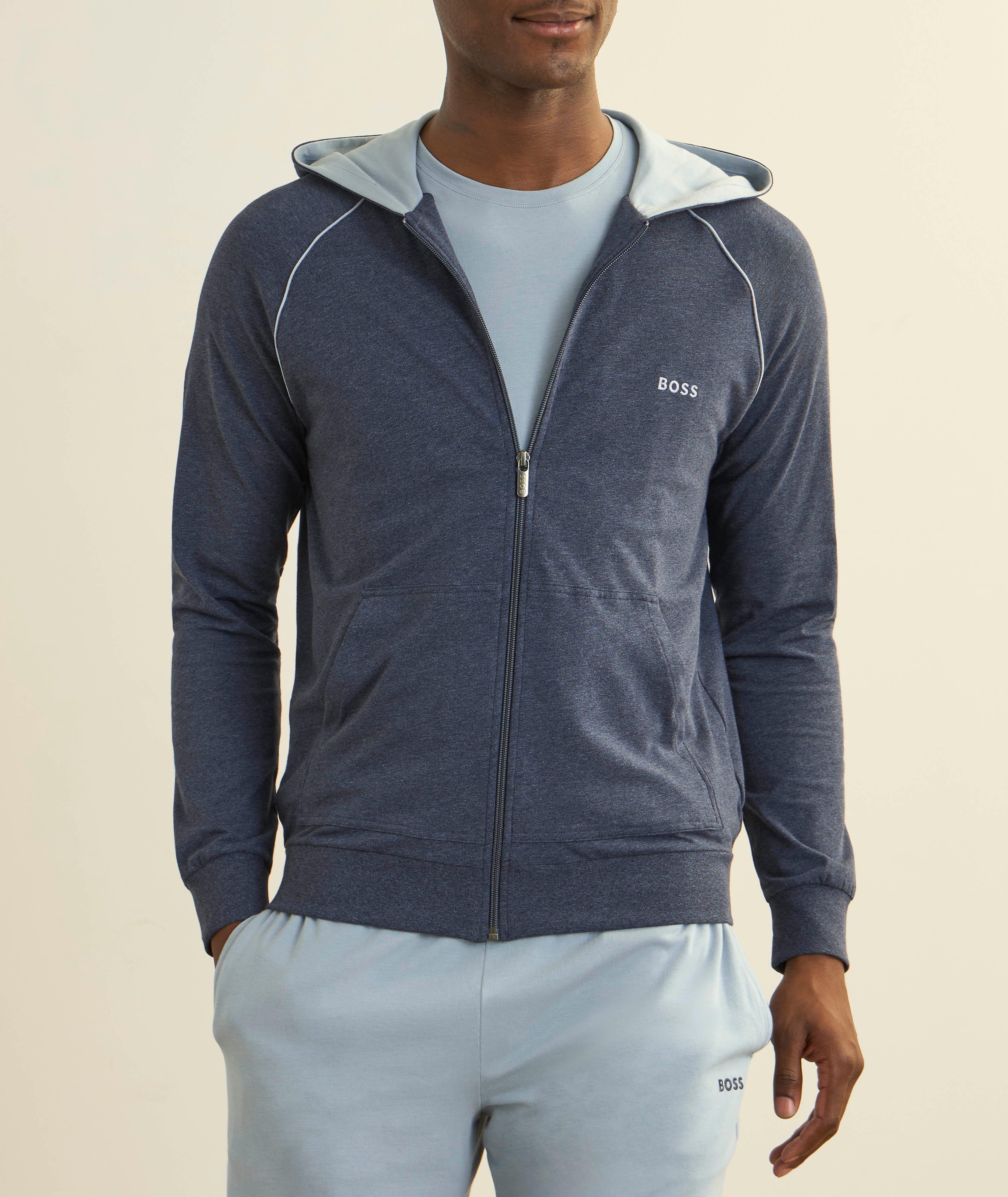 Mélange Cotton Zipper Hooded Sweater image 1