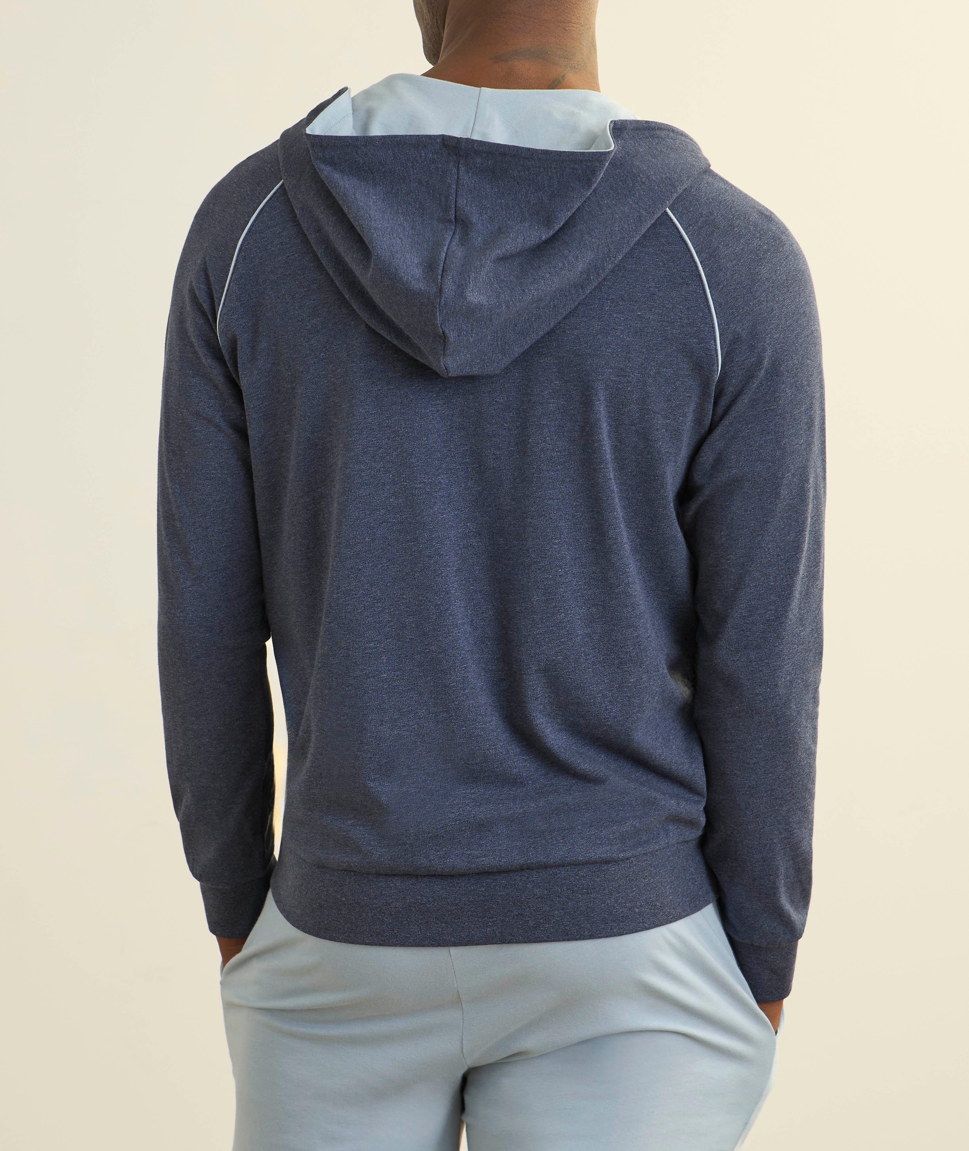 Mélange Cotton Zipper Hooded Sweater image 2