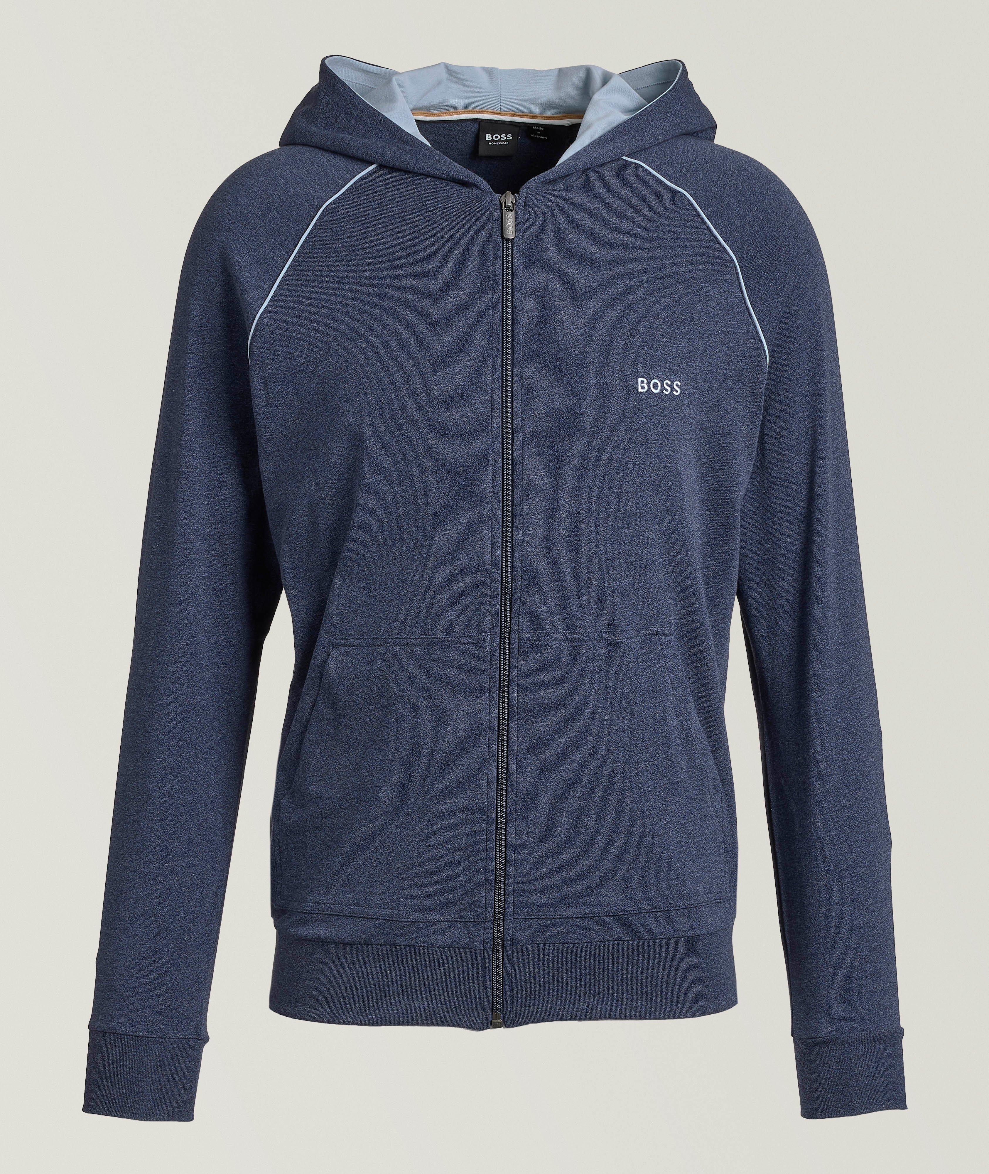 Mélange Cotton Zipper Hooded Sweater image 0