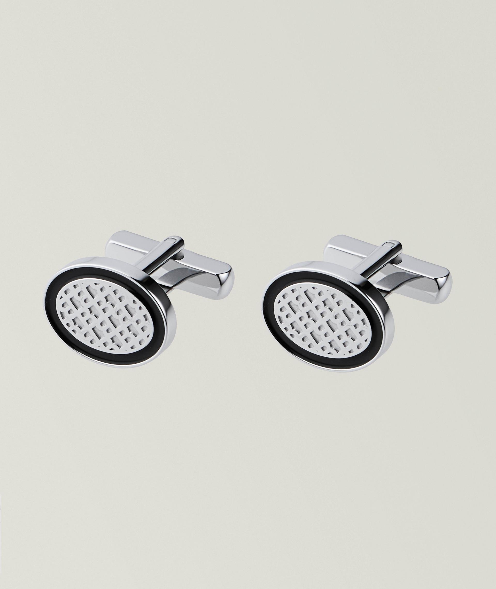 Boutons de manchette ovales à motif de monogrammes image 0