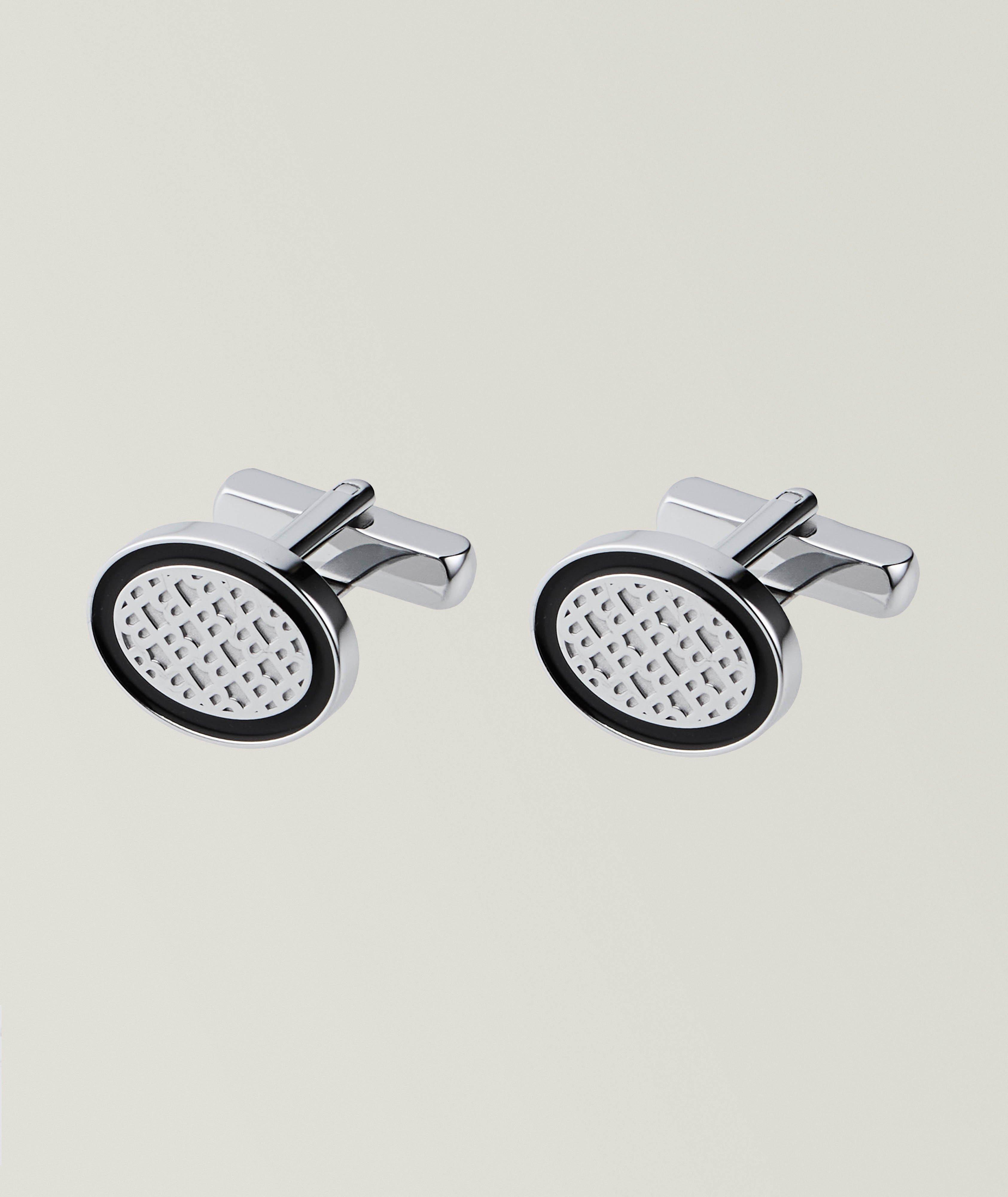 Boutons de manchette ovales à motif de monogrammes image 0