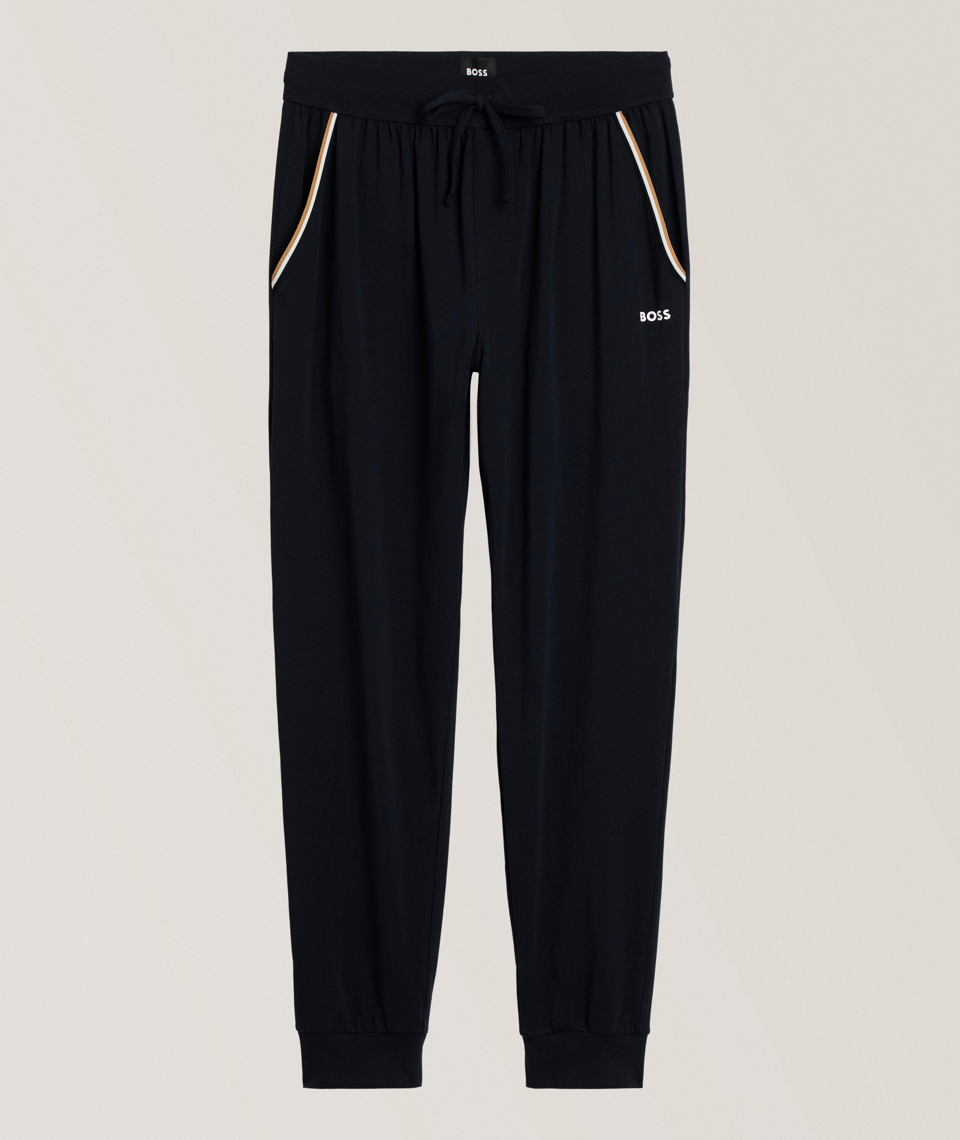 Pantalon sport en coton extensible avec logo image 0