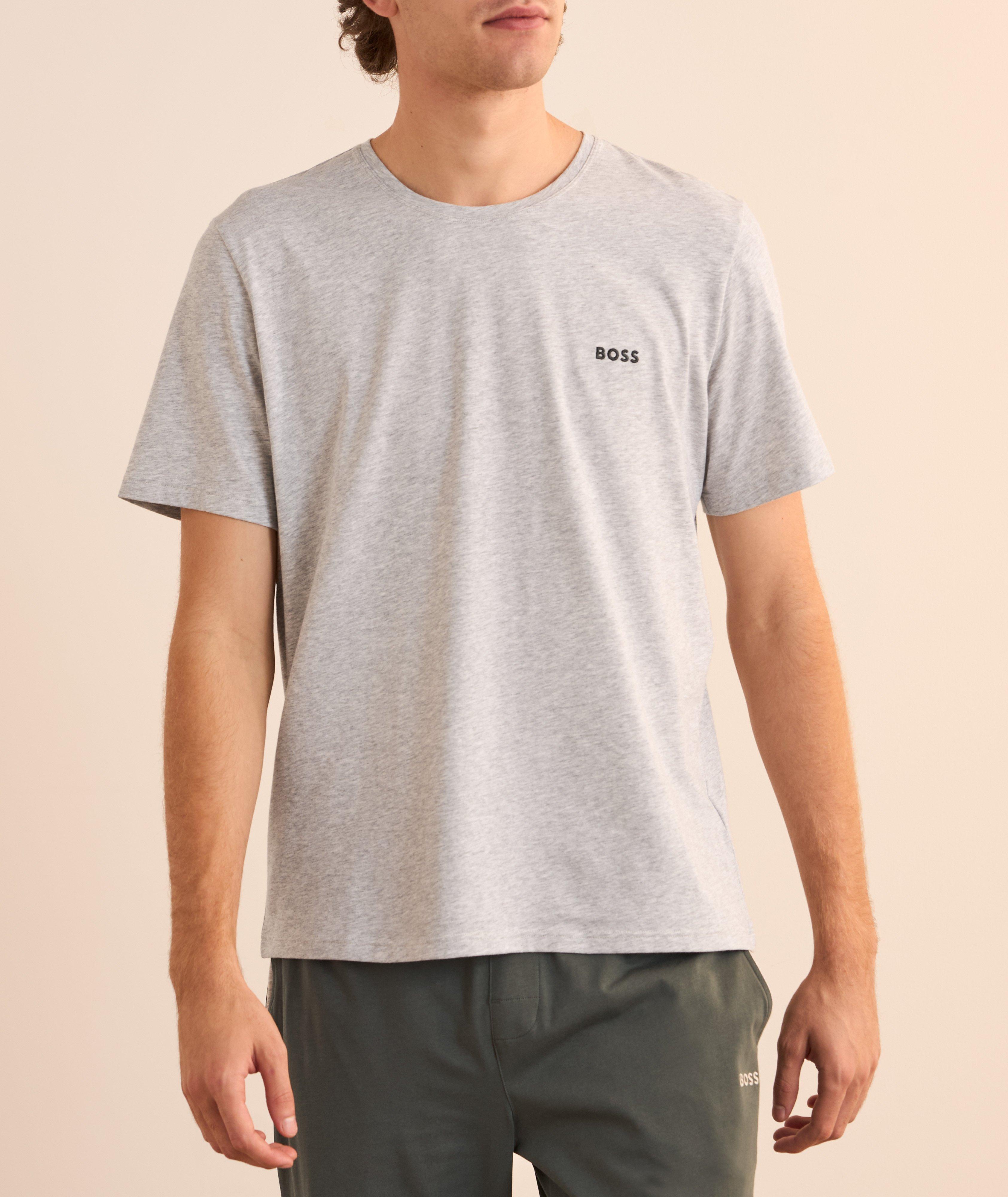 Heathered Stretch-Cotton Crewneck T-Shirt  image 1