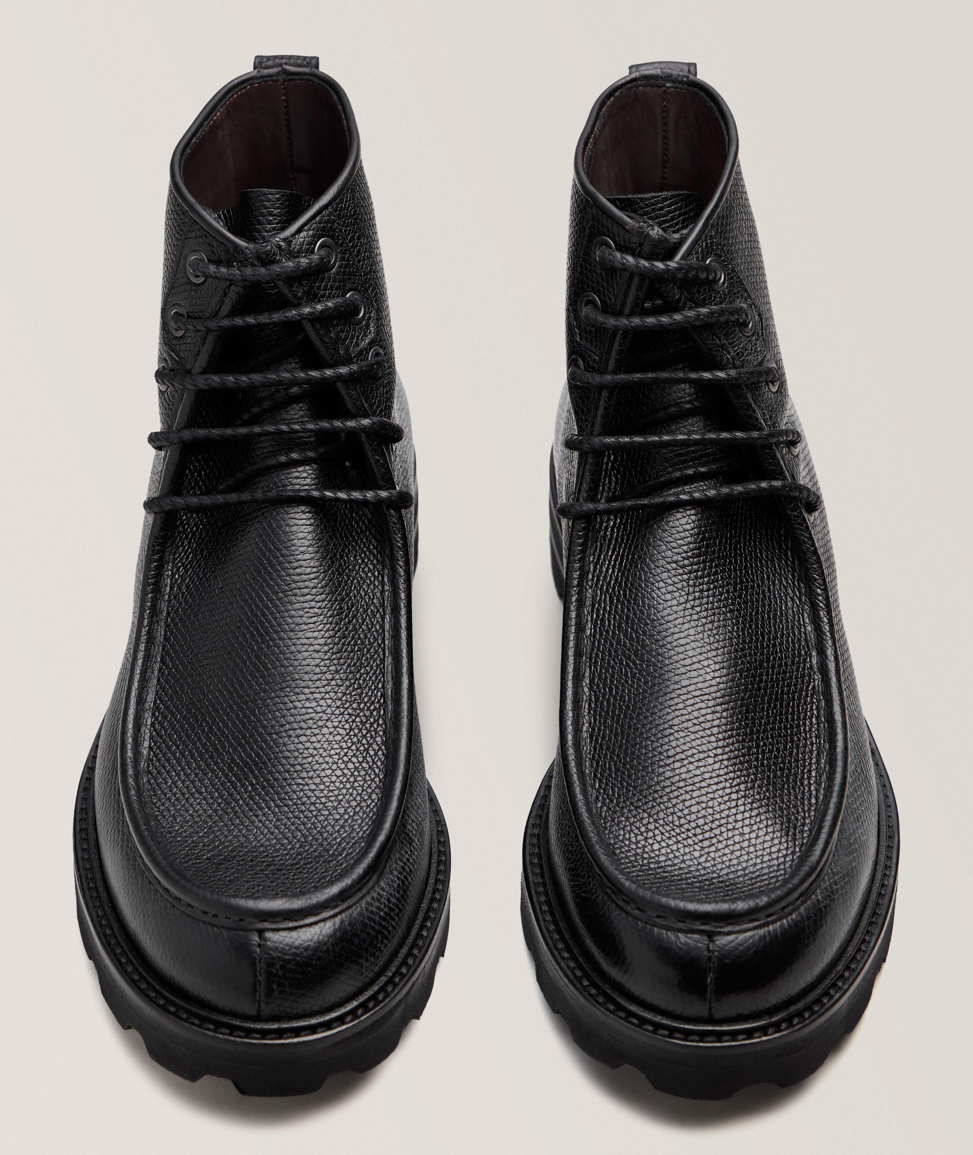 Textured Leather Lug Boots image 1