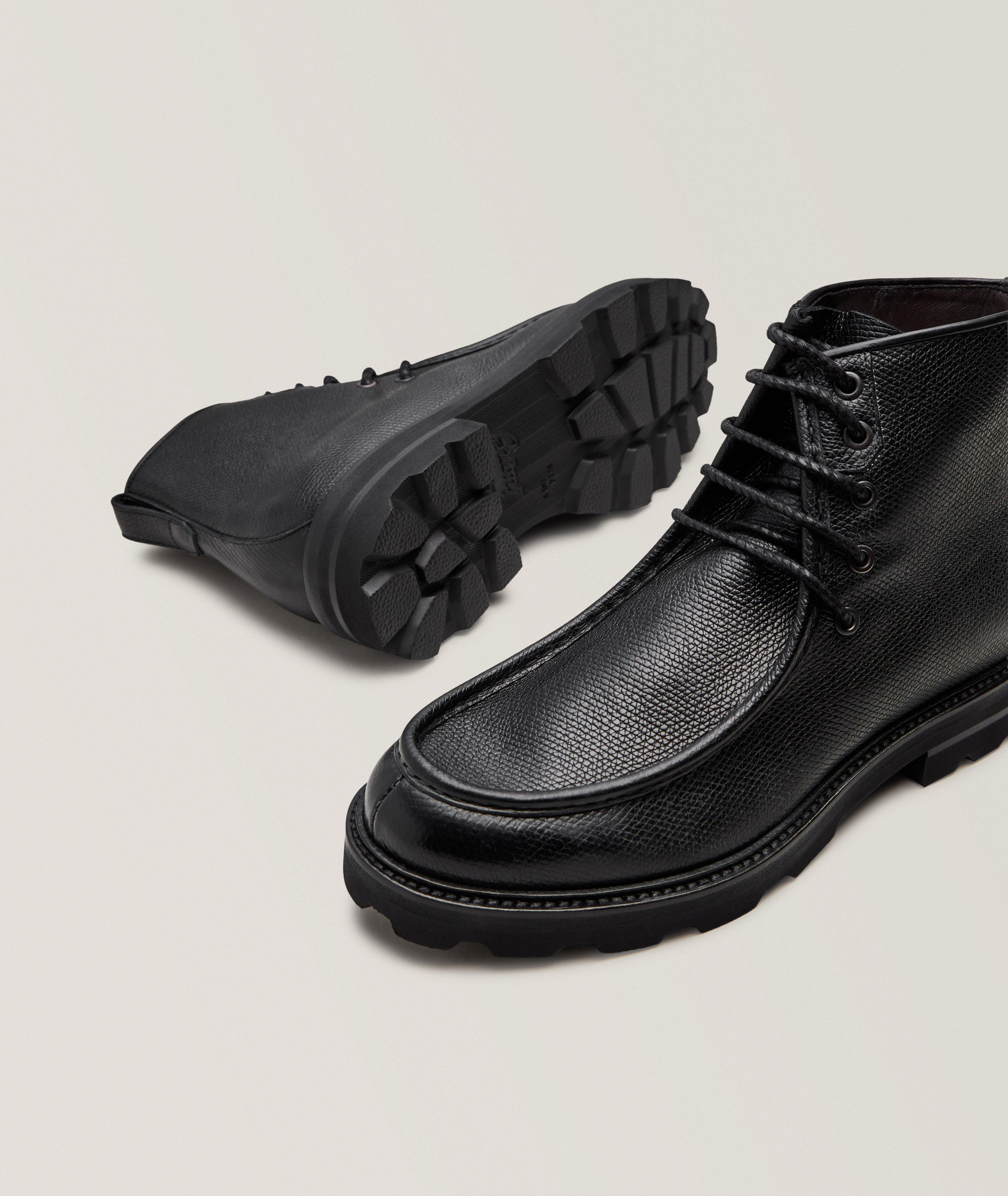 Textured Leather Lug Boots image 3