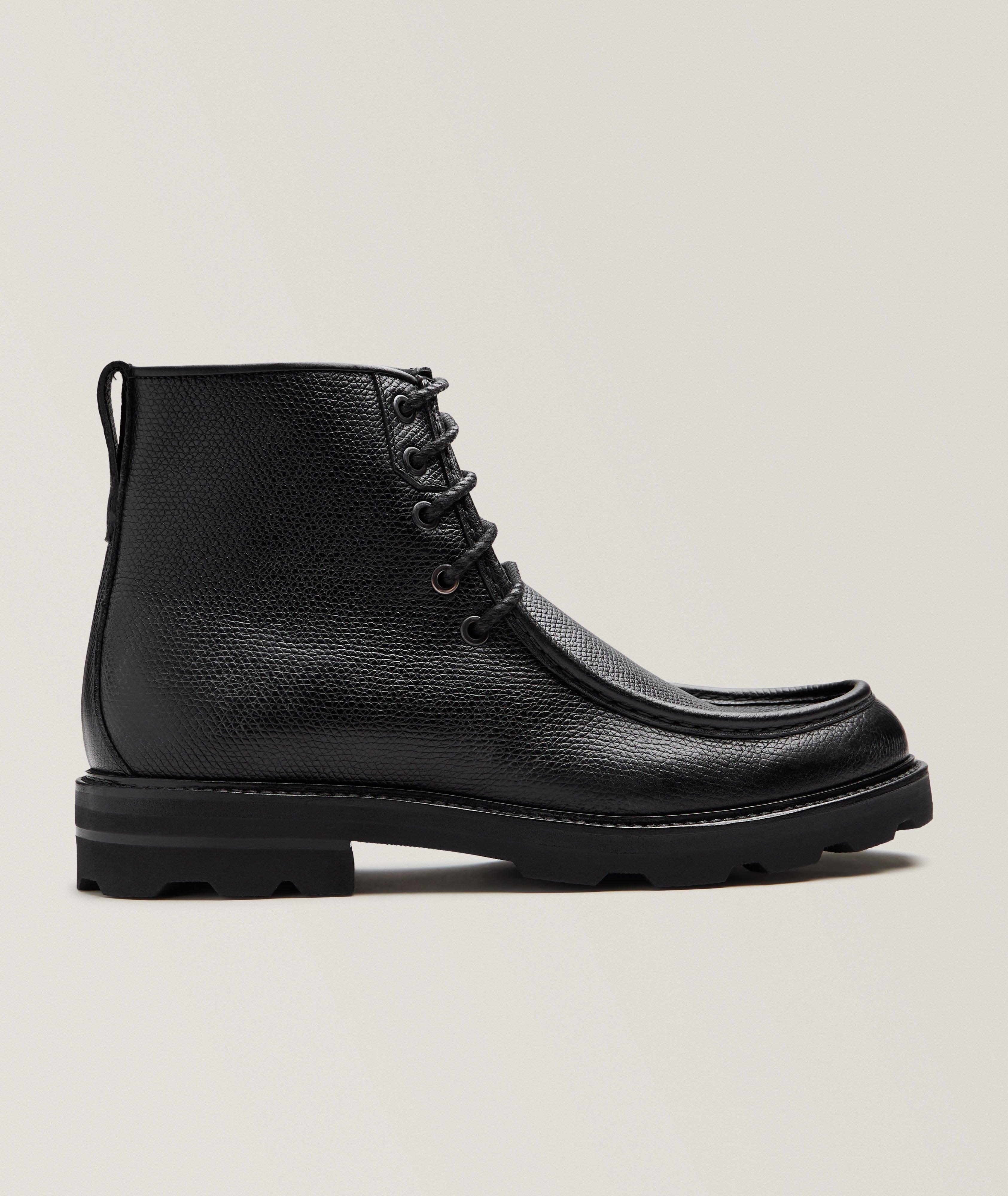 Textured Leather Lug Boots image 0