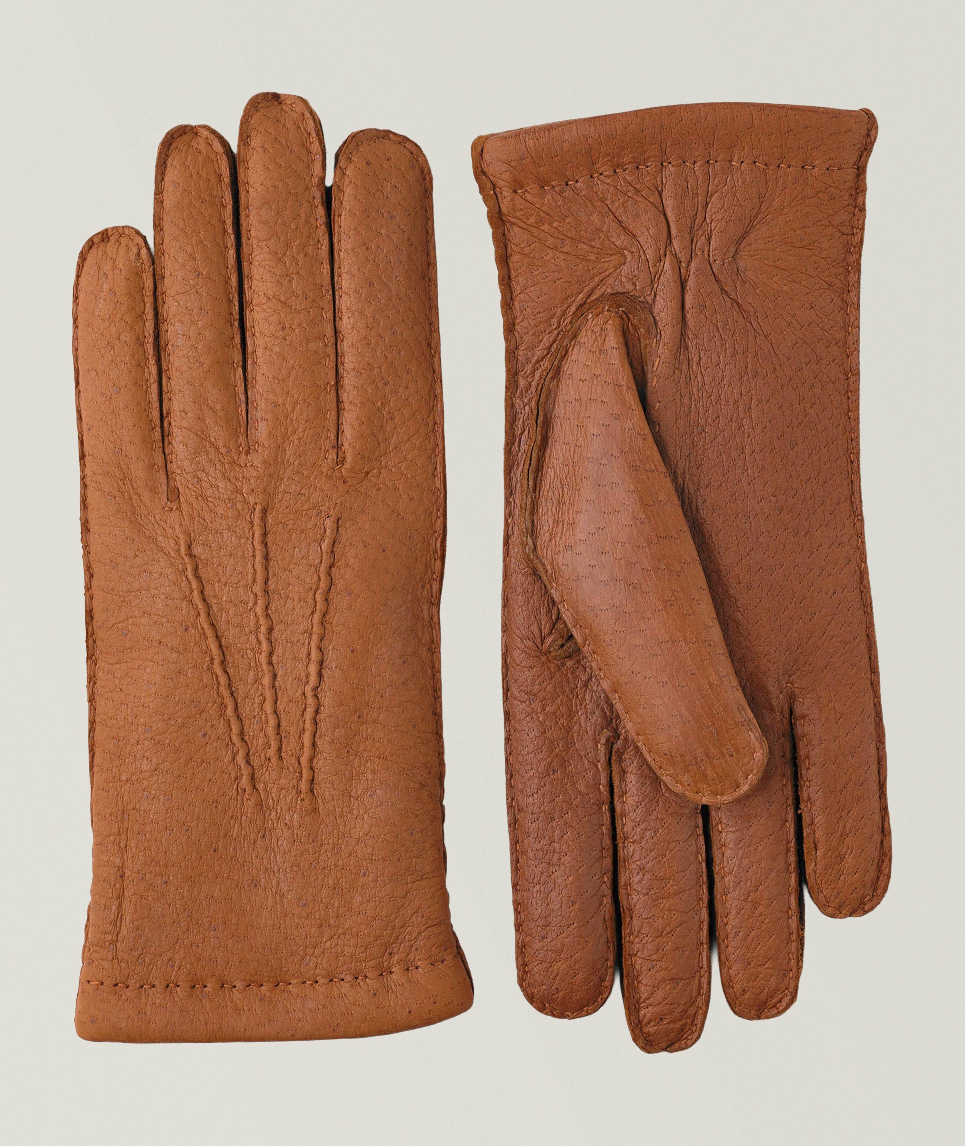 Gants en cuir de pécari et cachemire image 0