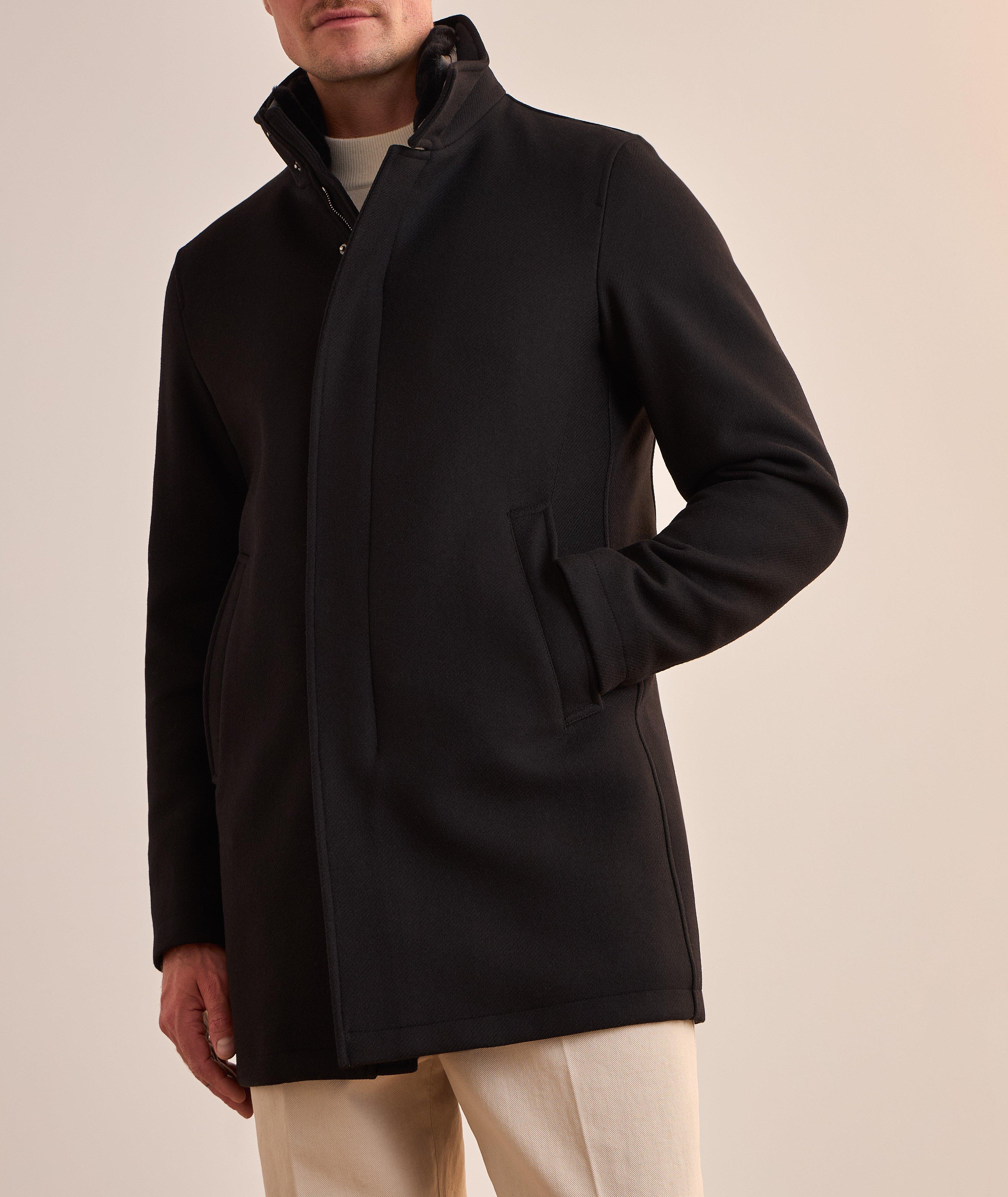 Wool-Blend Faux Fur Trim Overcoat  image 1