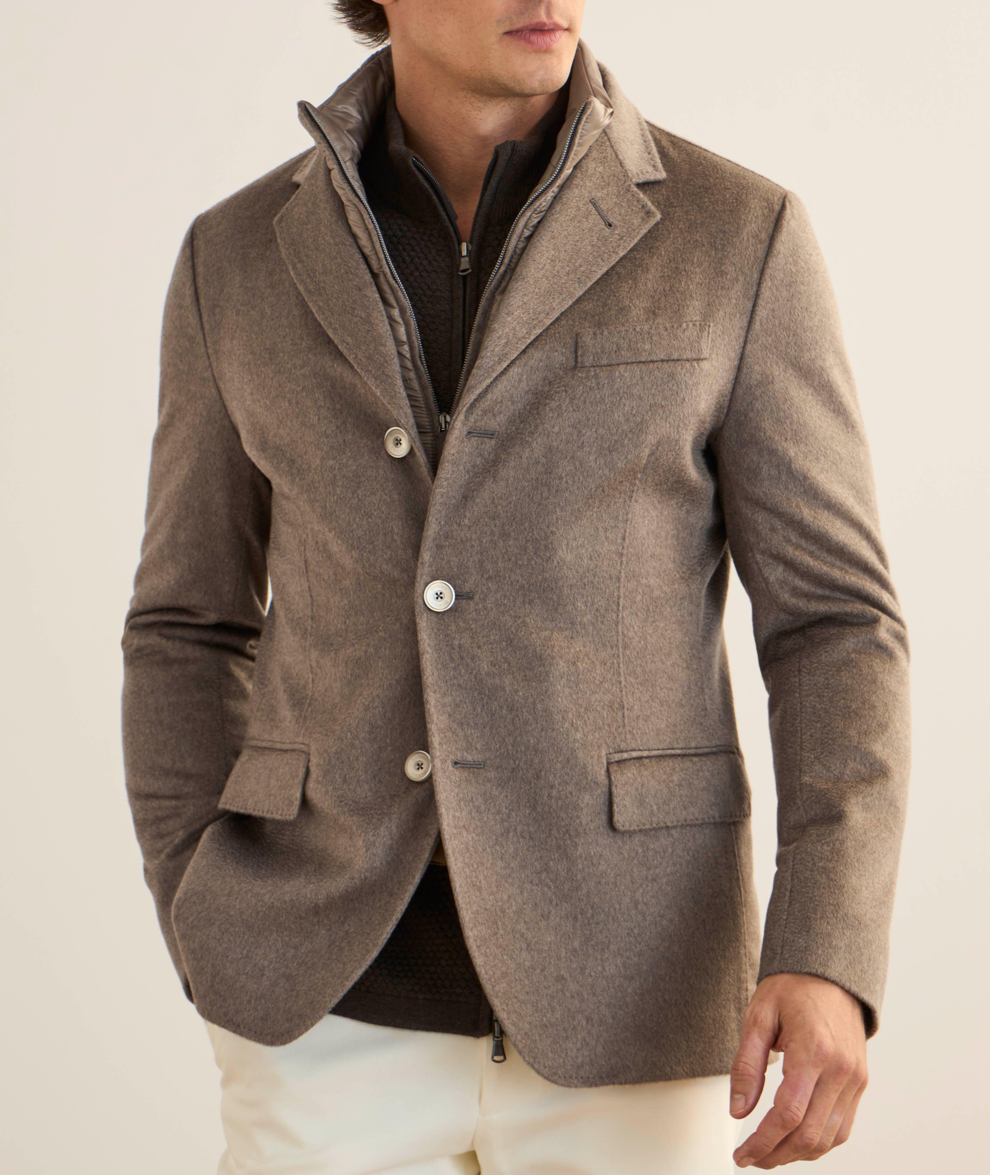 Manteau en cachemire avec plastron amovible coupe classique image 1