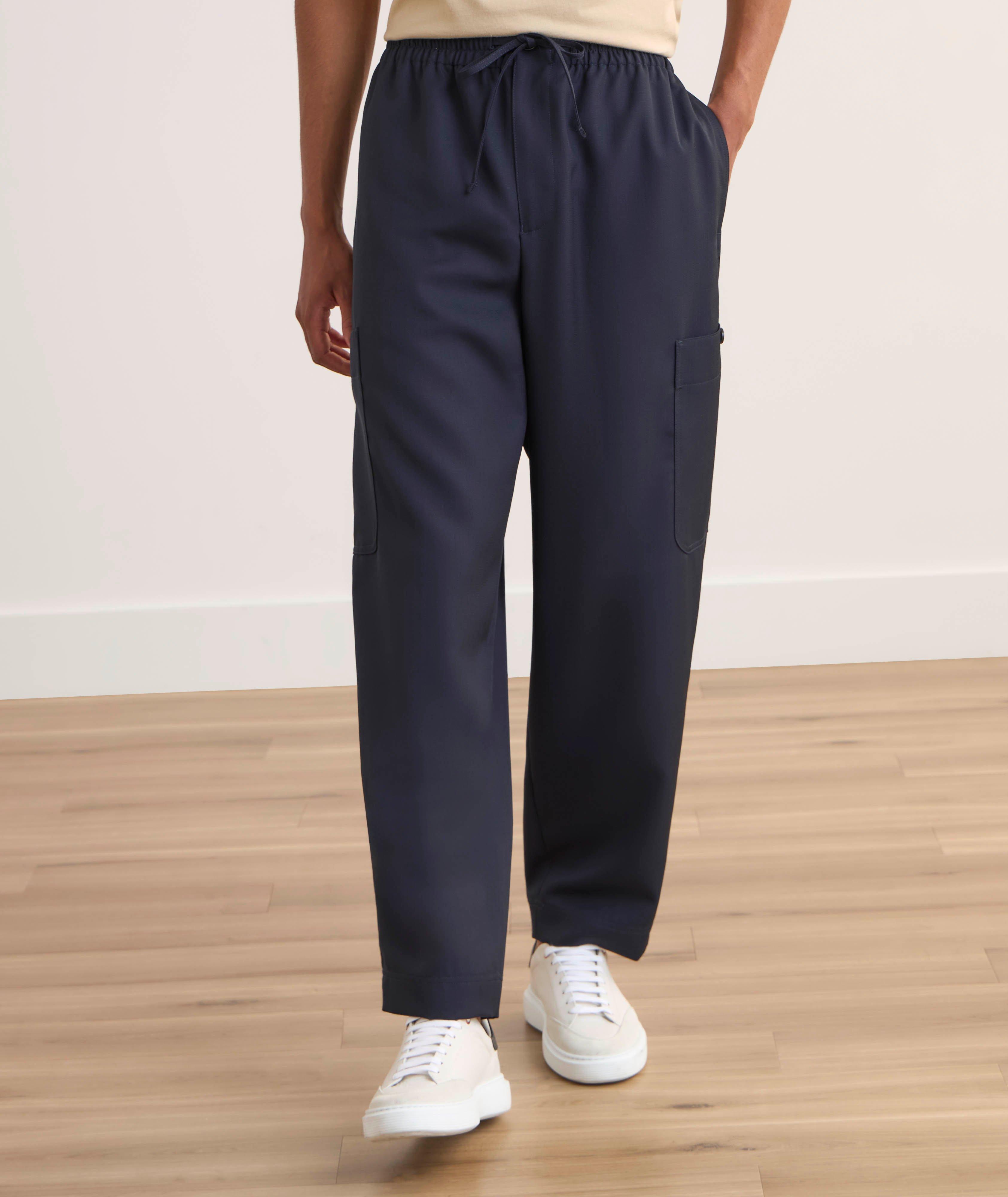 Pantalon cargo en laine vierge à jambes larges image 1