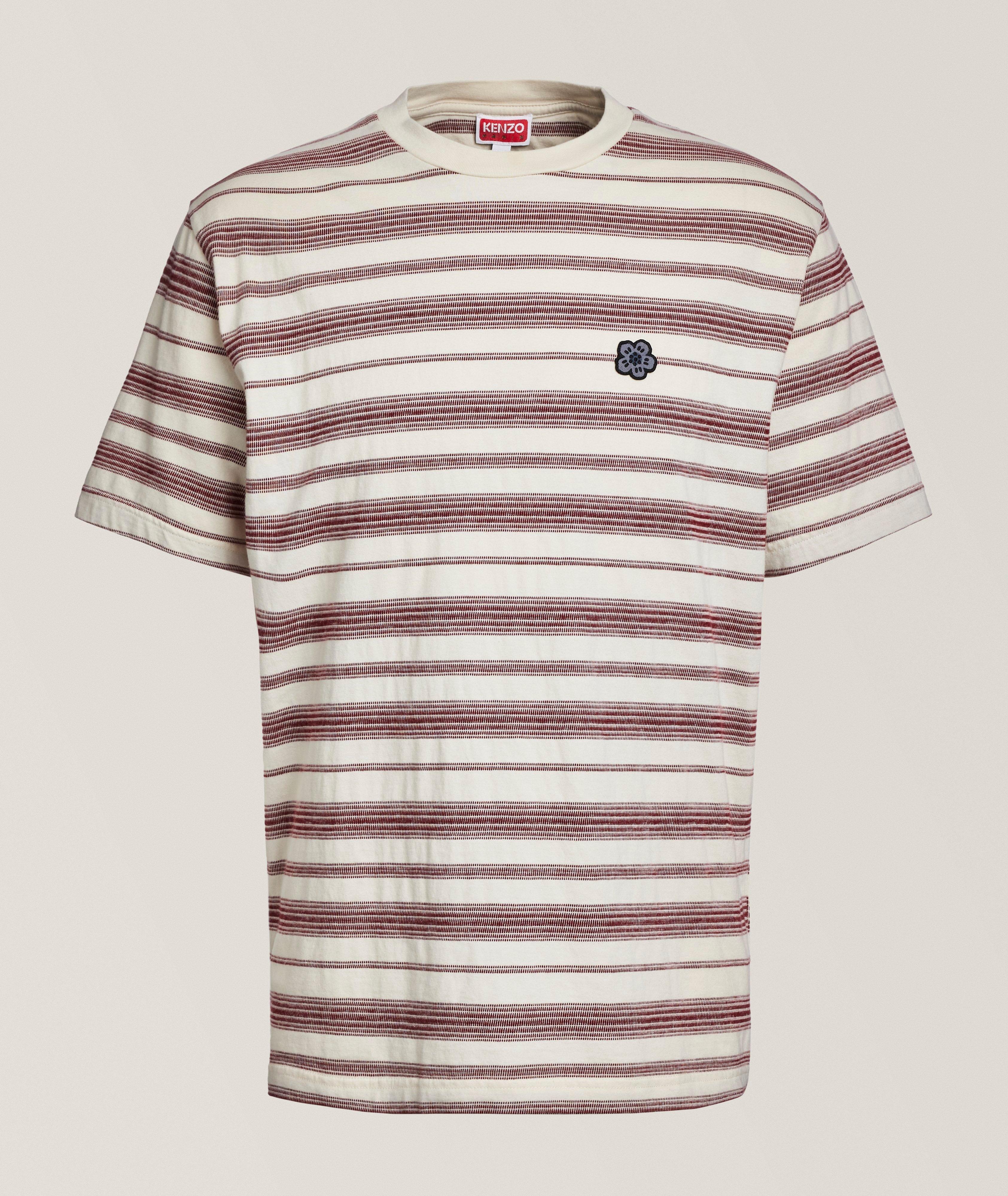 Kenzo Boke Flower 2.0 Embroidered Stripe Cotton T-Shirt