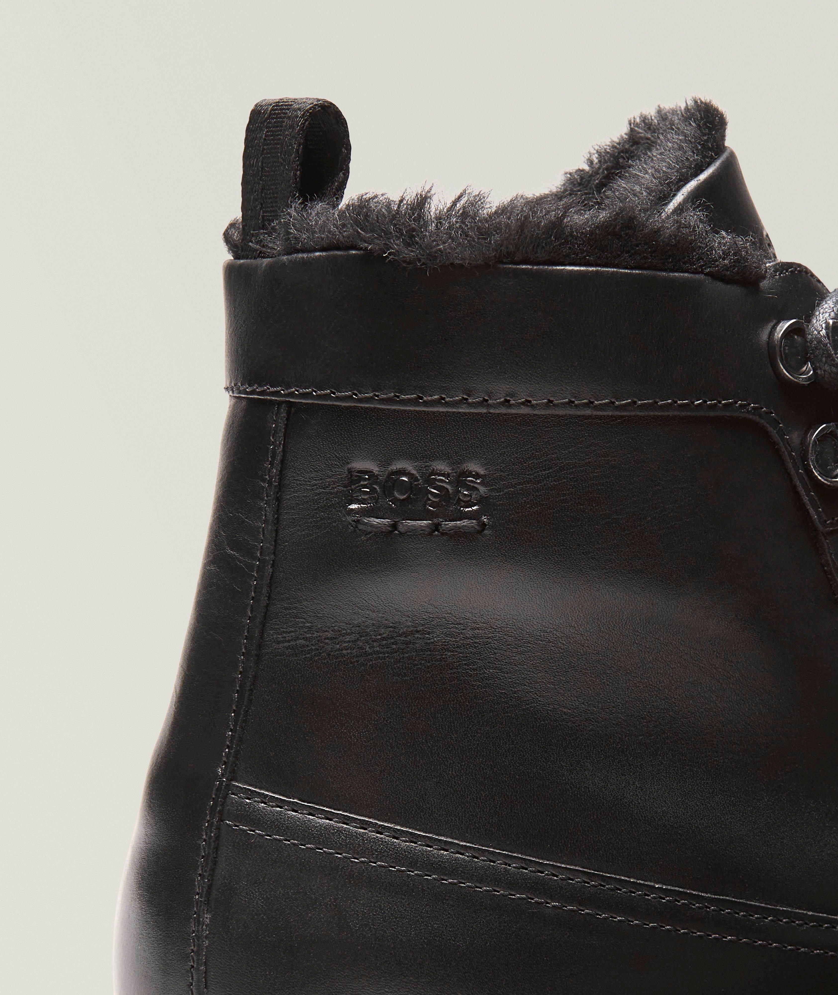 Faux Fur-Lined Leather Hiker Boots image 2