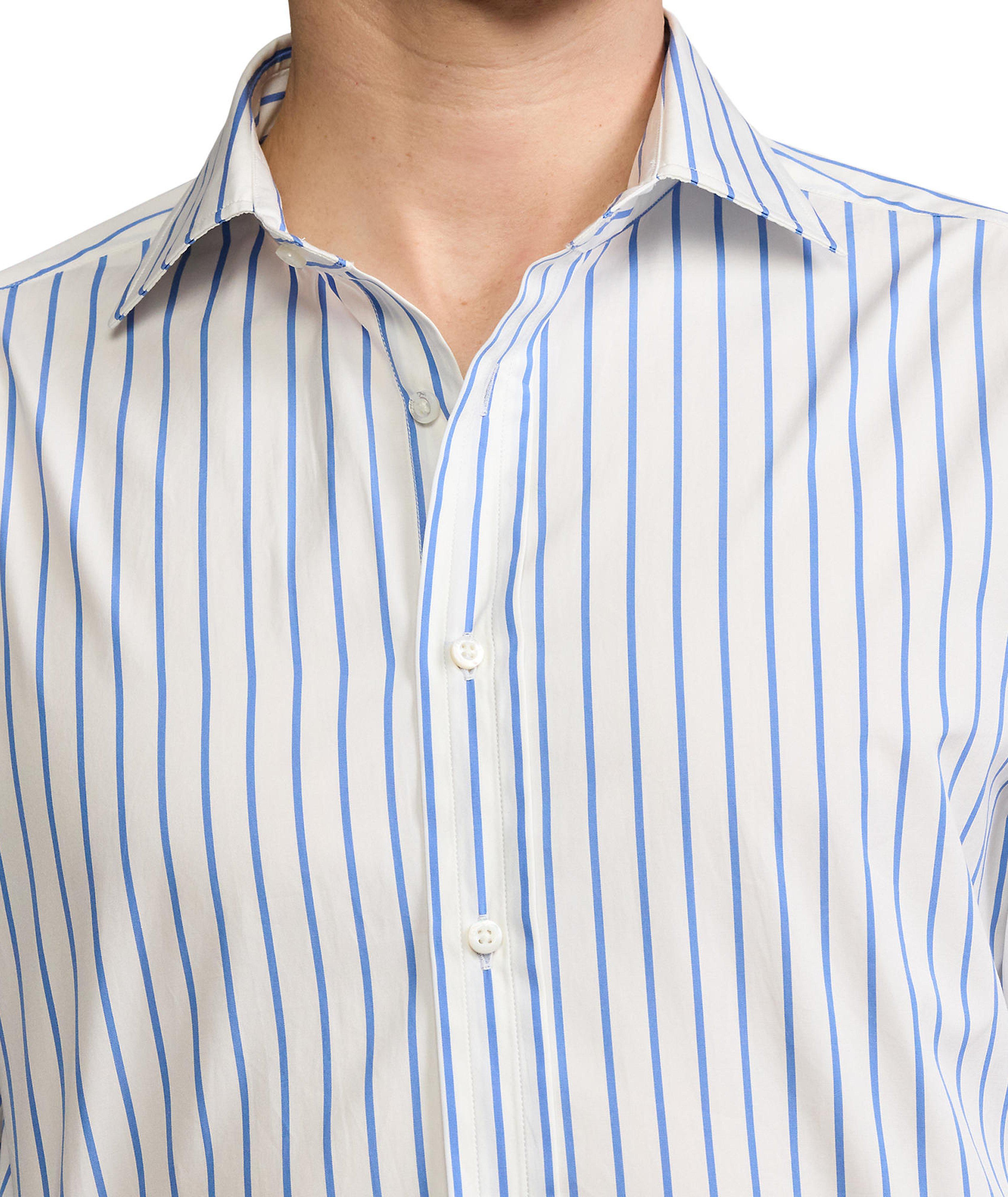 BLUE AND WHITE SRRIPED LINEN SHIRT image 3