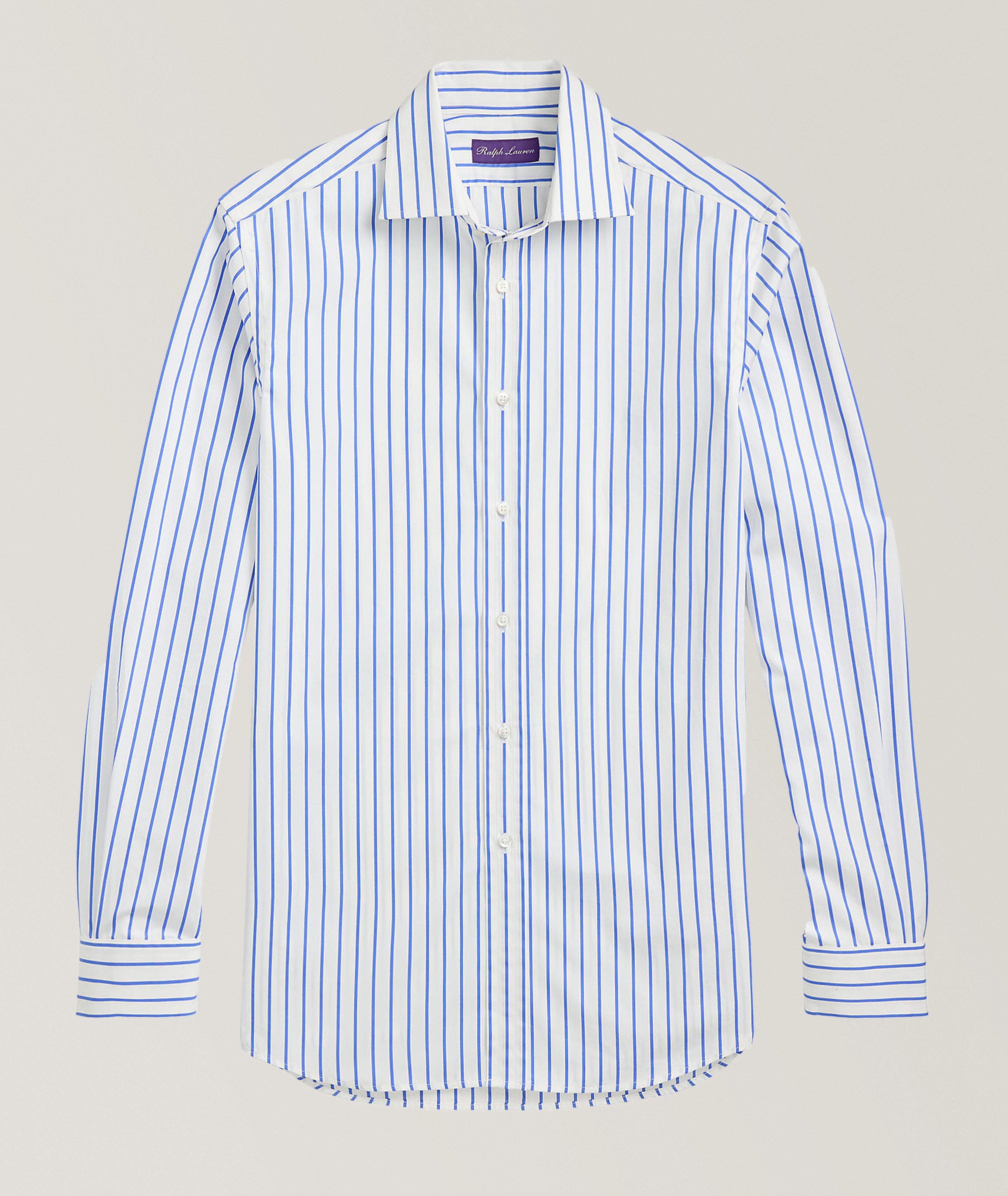 BLUE AND WHITE SRRIPED LINEN SHIRT image 0