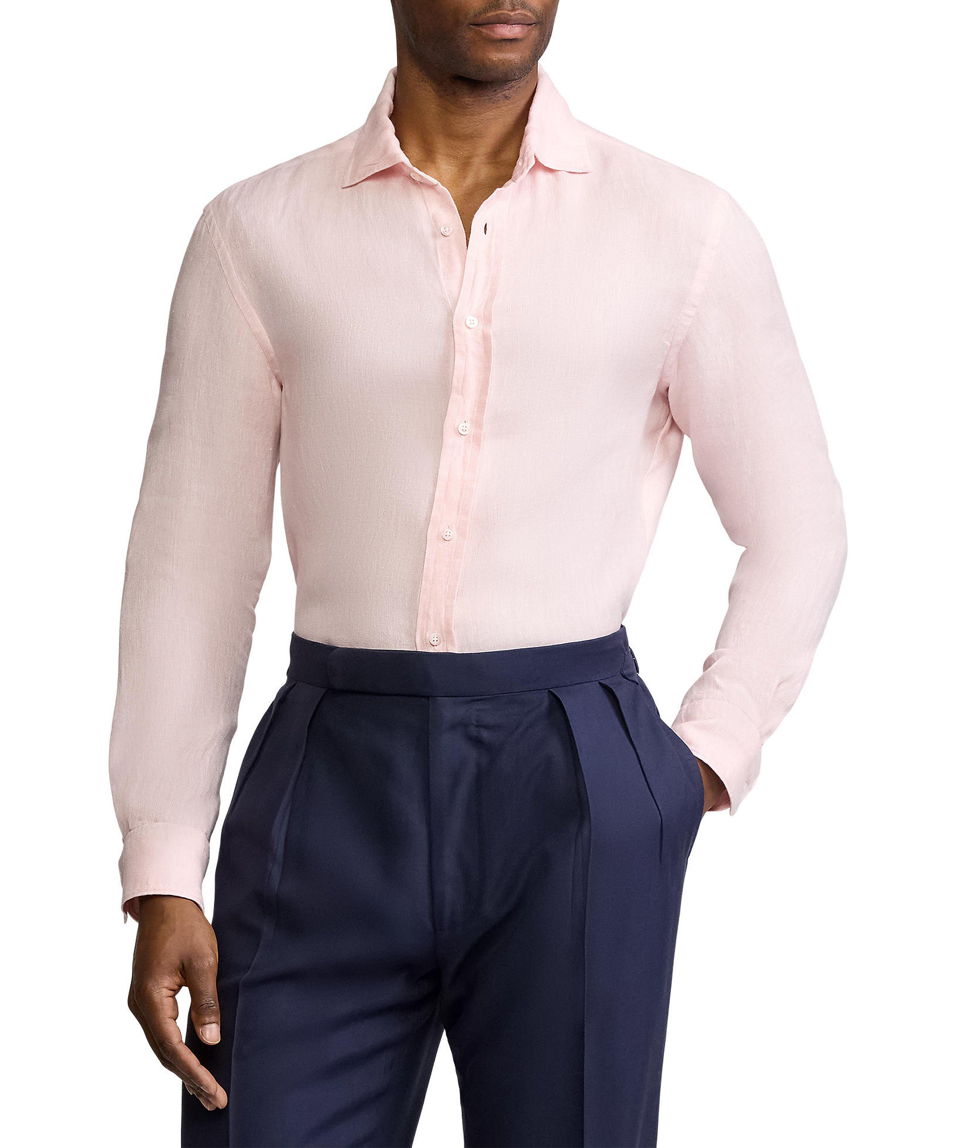 SOFT PINK BASKETWEAVE LINEN-SRGSPT-LONG SLEEVE-SPORT SHIRT image 1