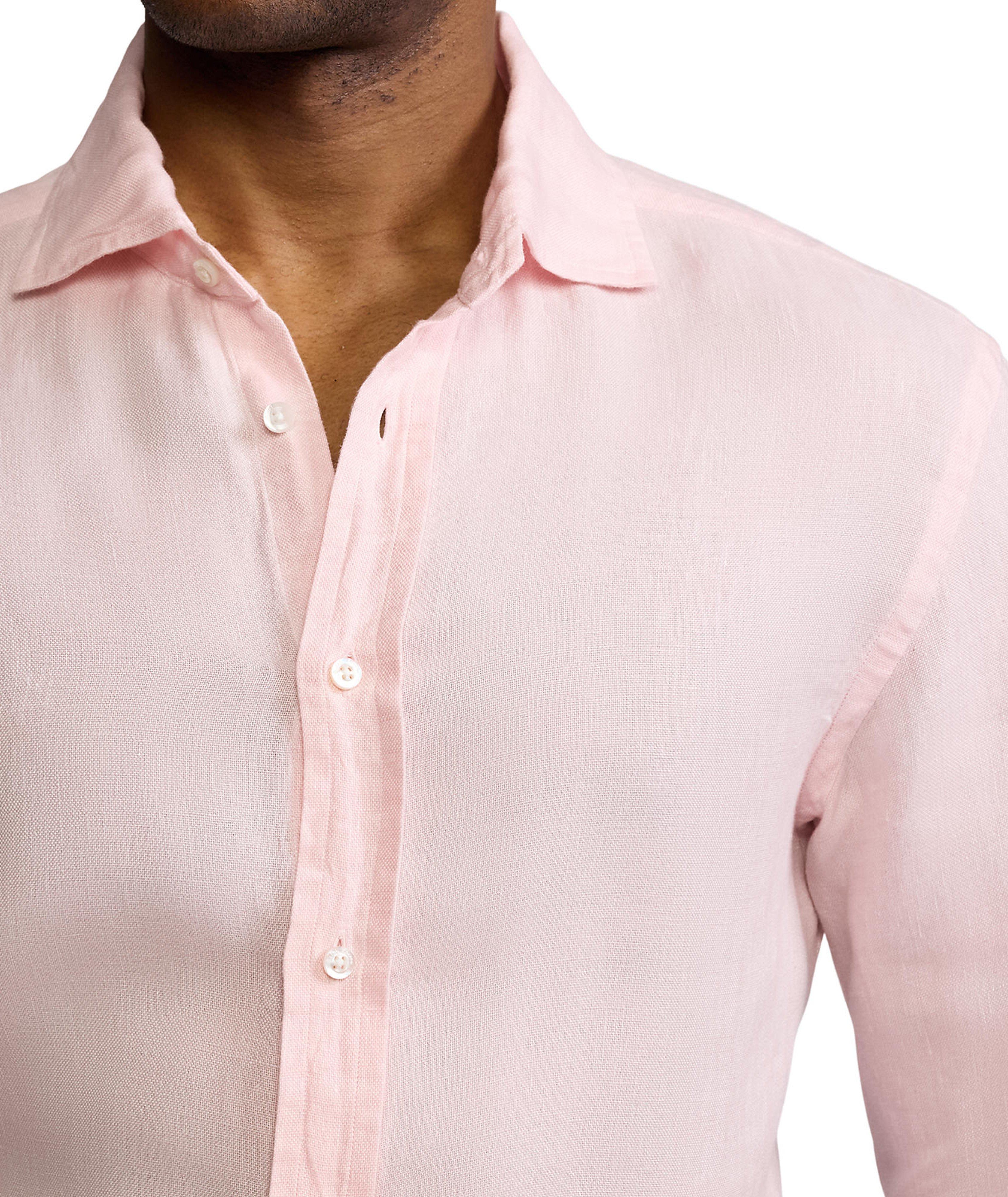 SOFT PINK BASKETWEAVE LINEN-SRGSPT-LONG SLEEVE-SPORT SHIRT image 2