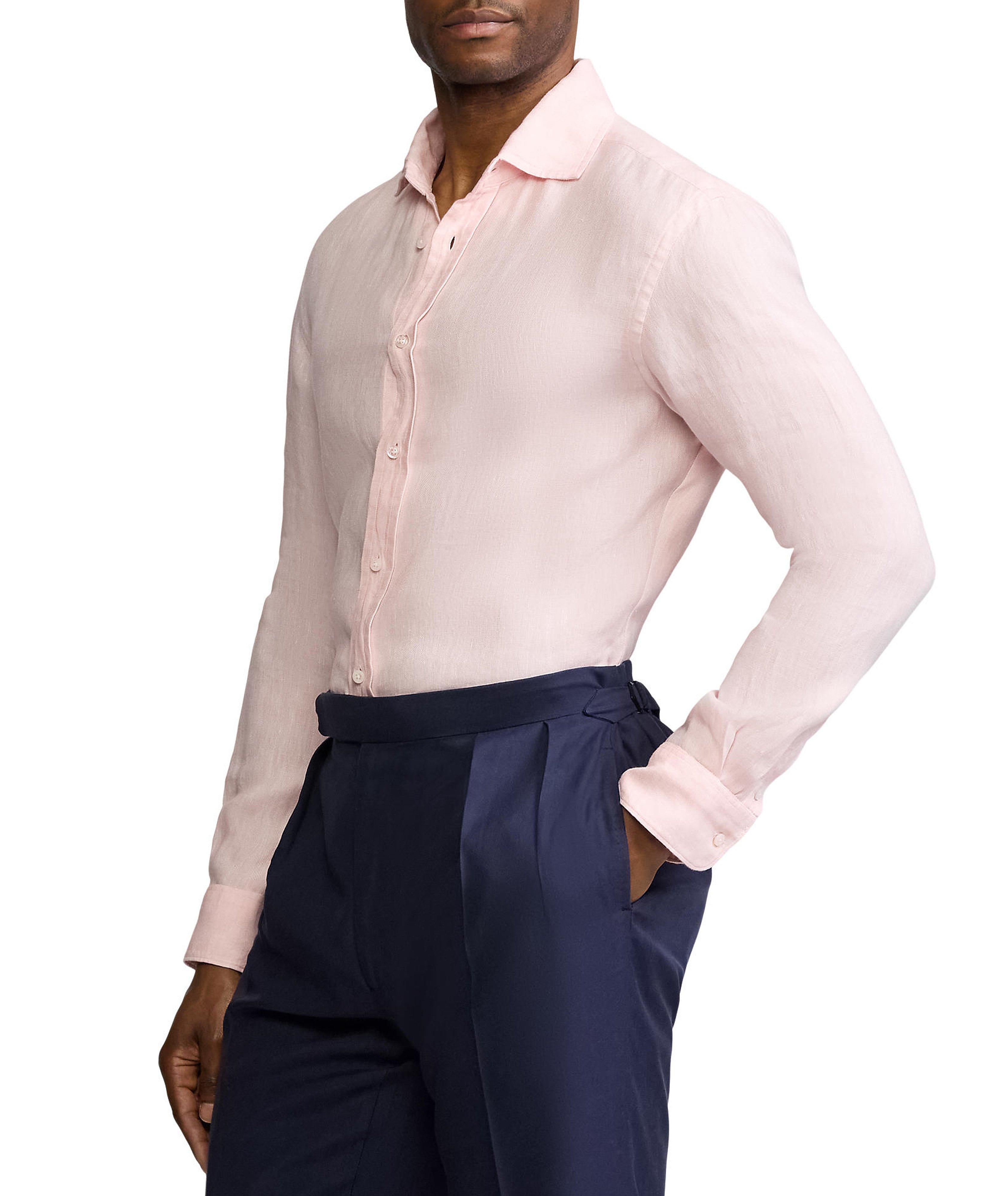 SOFT PINK BASKETWEAVE LINEN-SRGSPT-LONG SLEEVE-SPORT SHIRT image 3