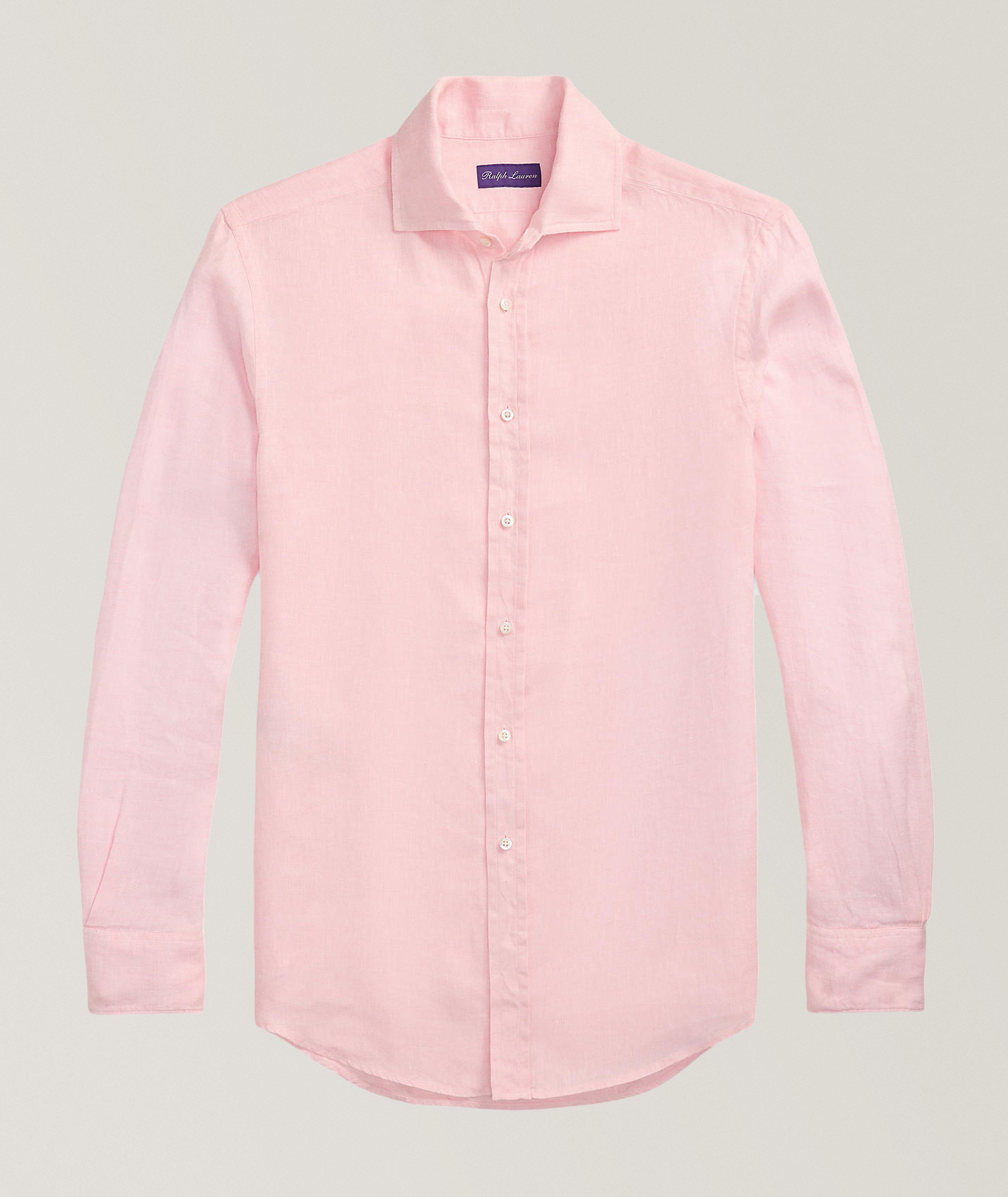 SOFT PINK BASKETWEAVE LINEN-SRGSPT-LONG SLEEVE-SPORT SHIRT image 0