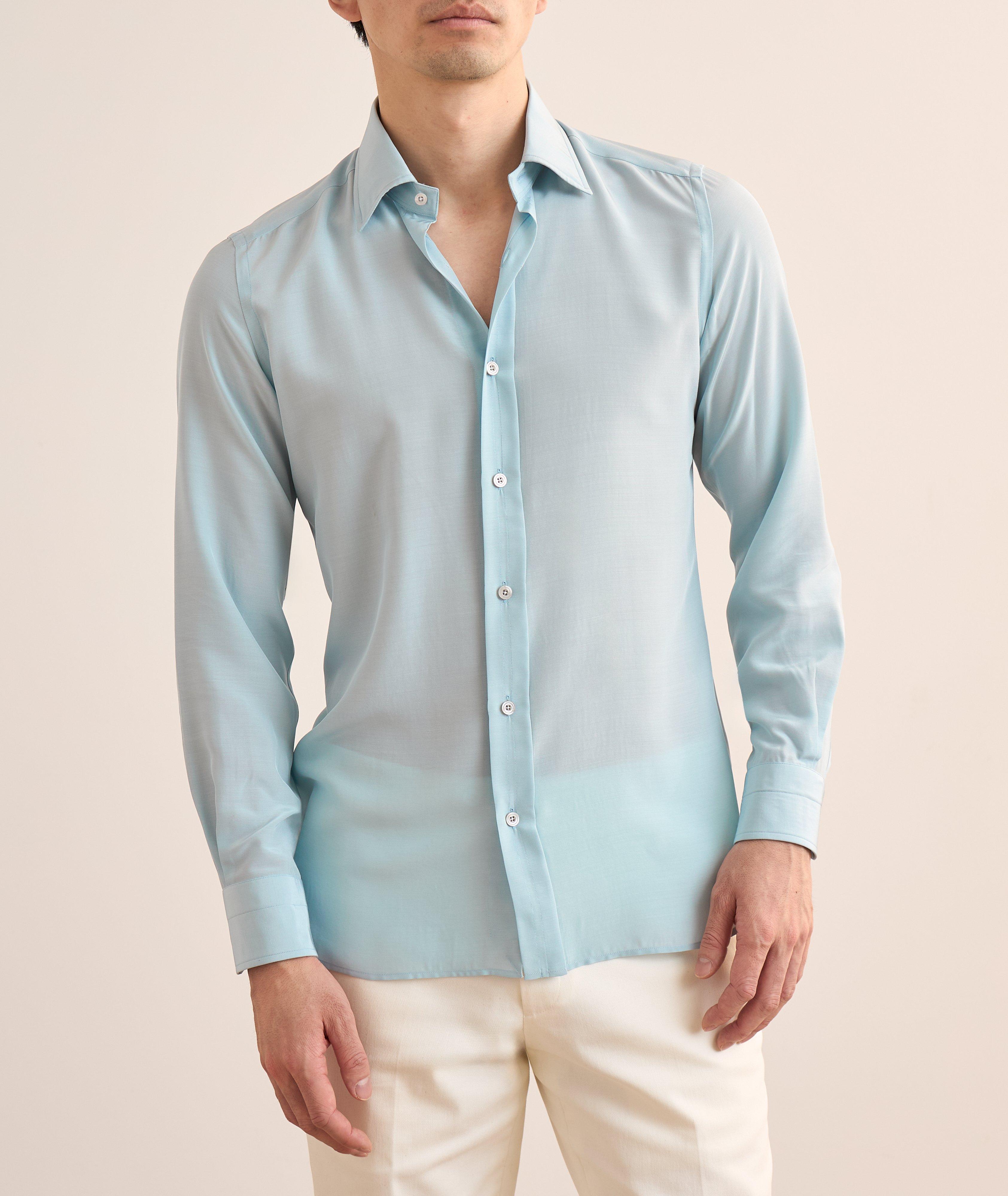 Slim-Fit Silk Poplin Dress Shirt image 1