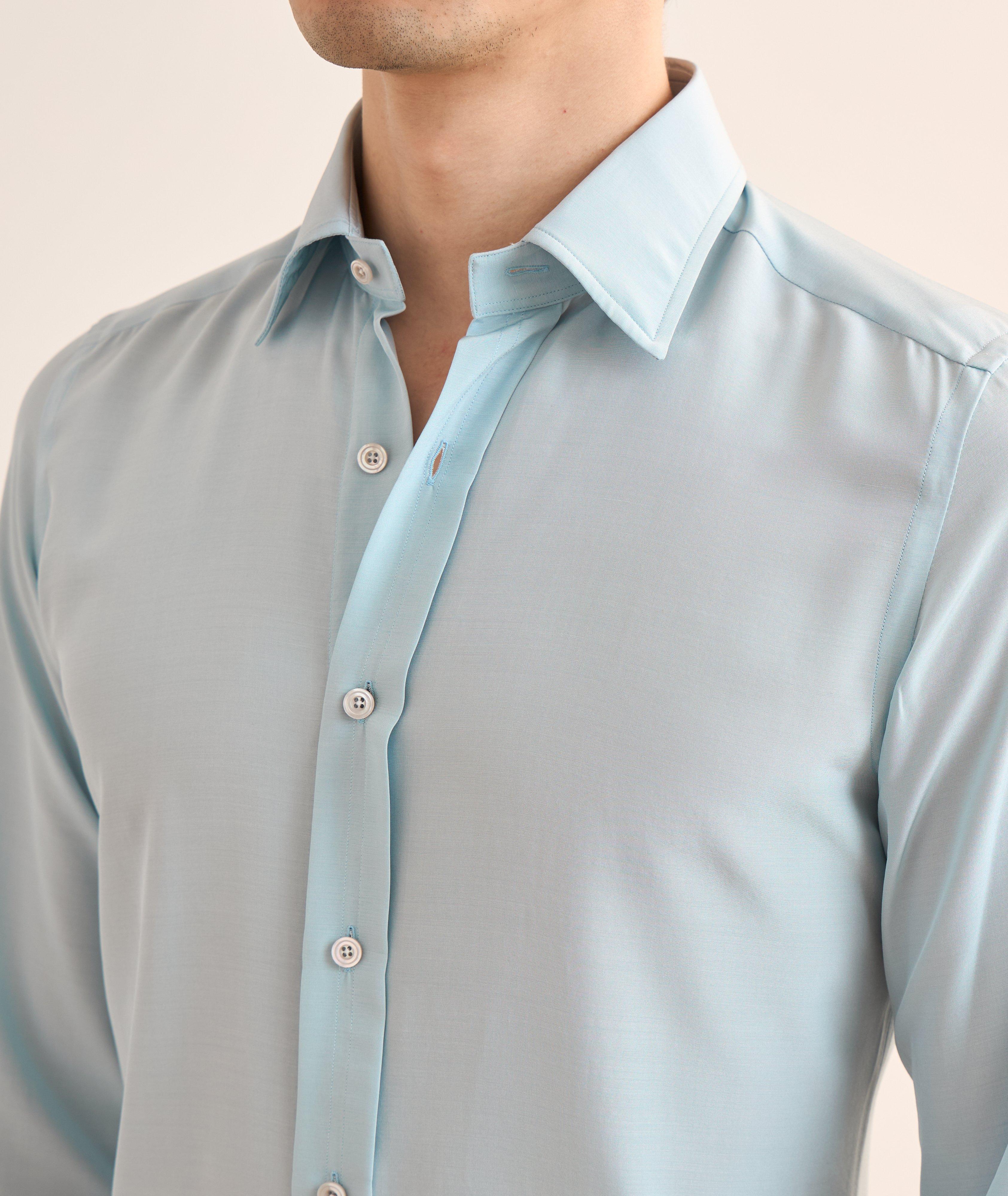 Slim-Fit Silk Poplin Dress Shirt image 3