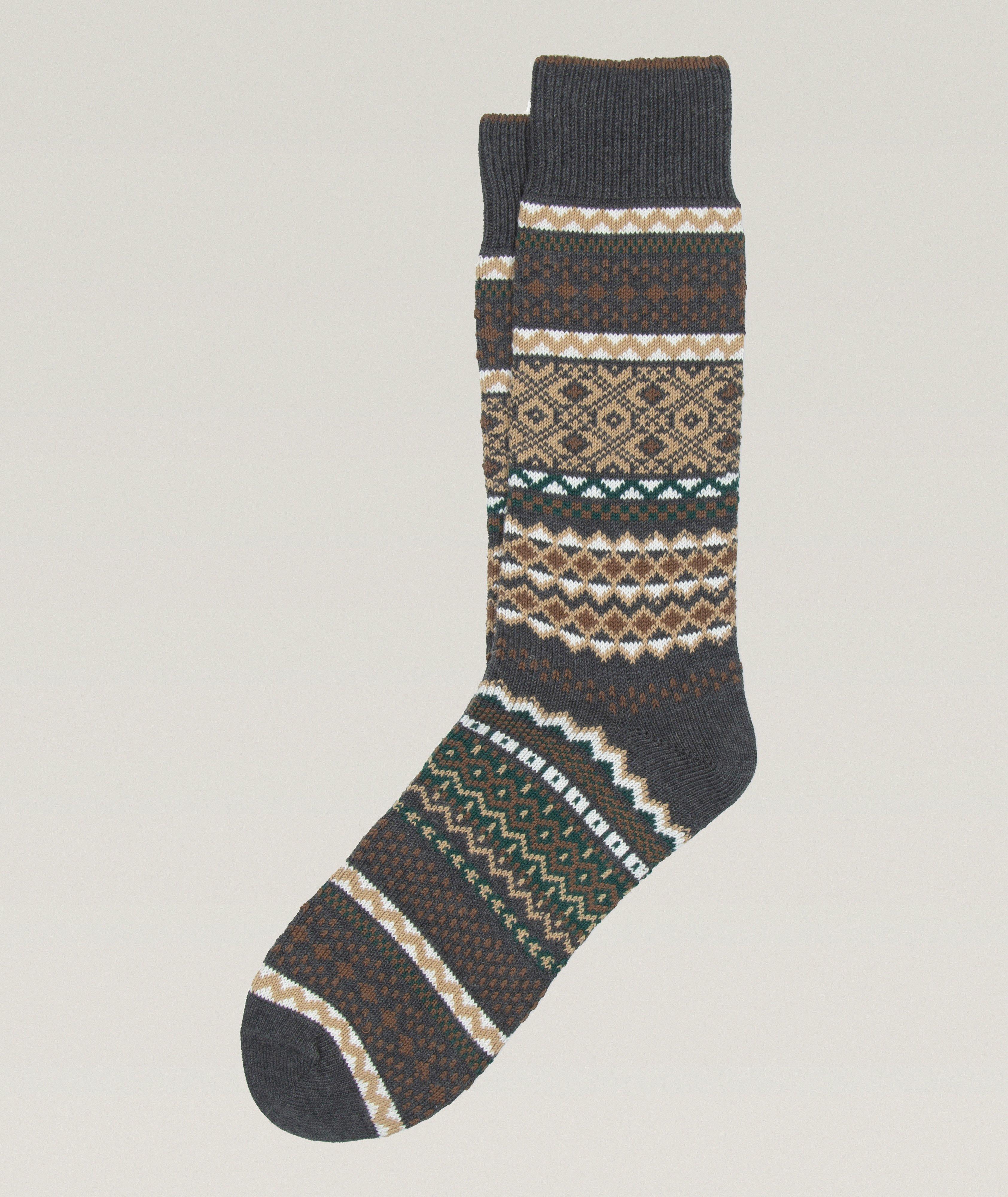 Corvara Fair Isle Cotton-Blend Socks image 0