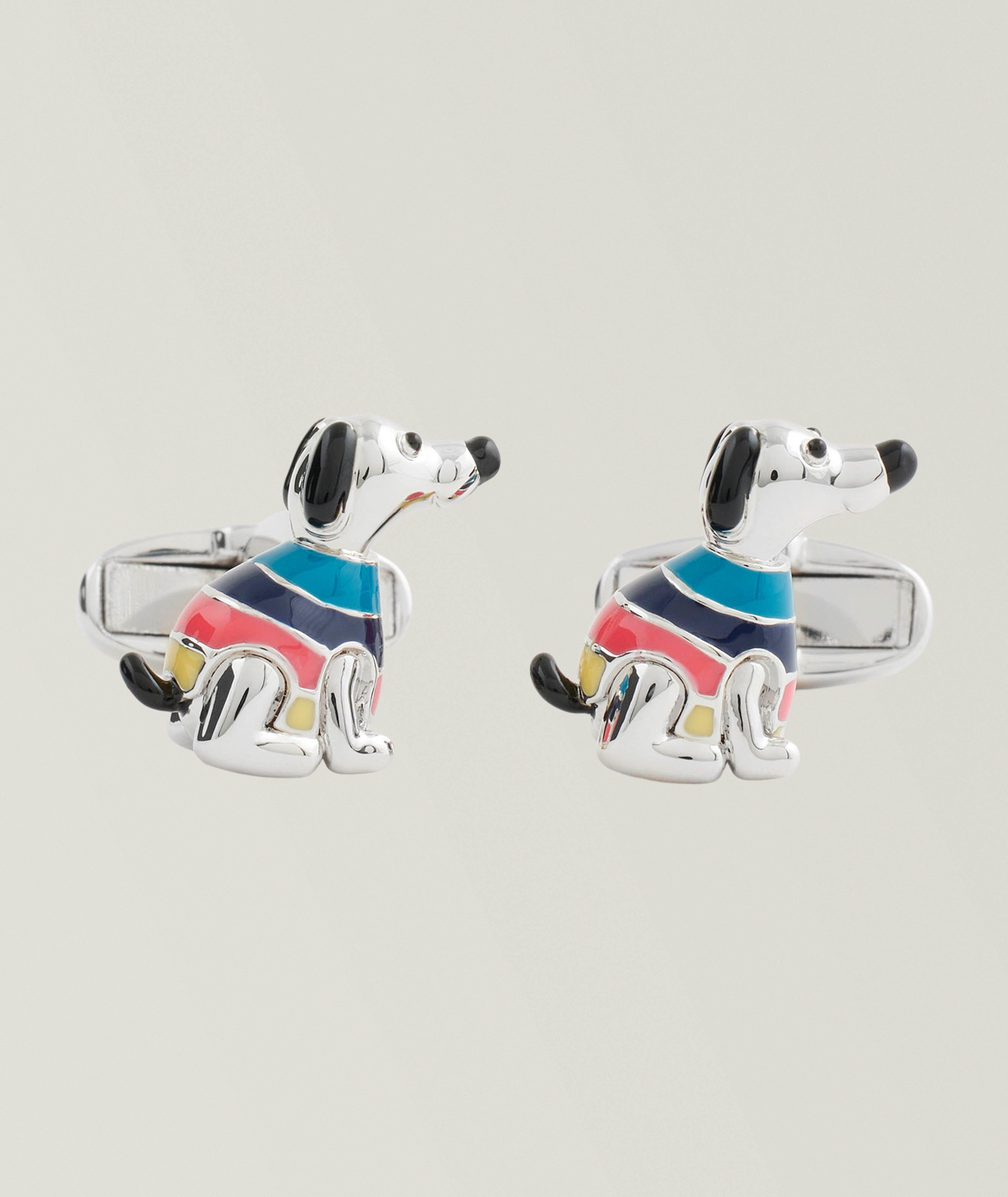 Boutons de manchette chiens à détail en émail image 0