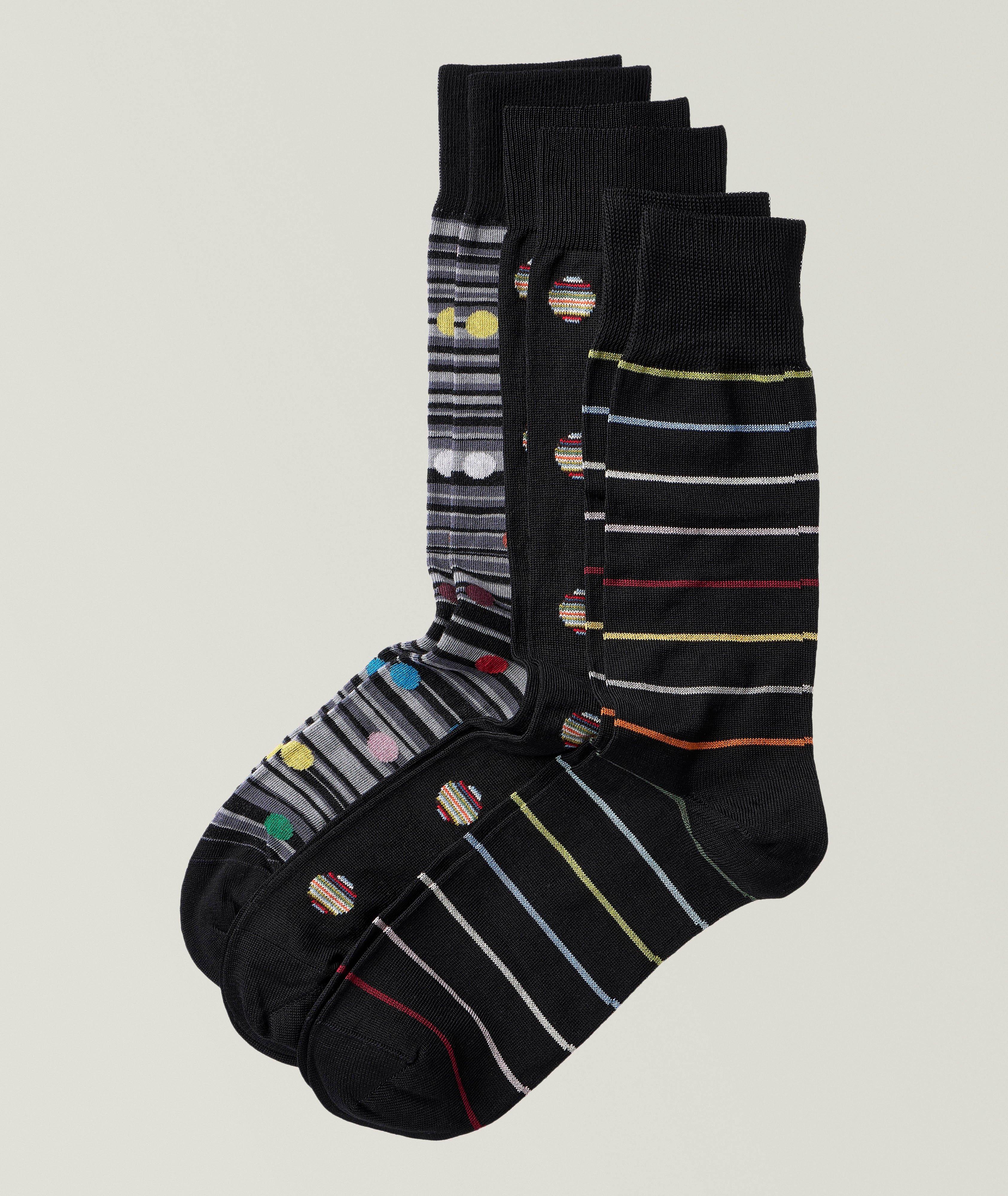 Three-Pack Multi-Stripes & Dots Socks image 0