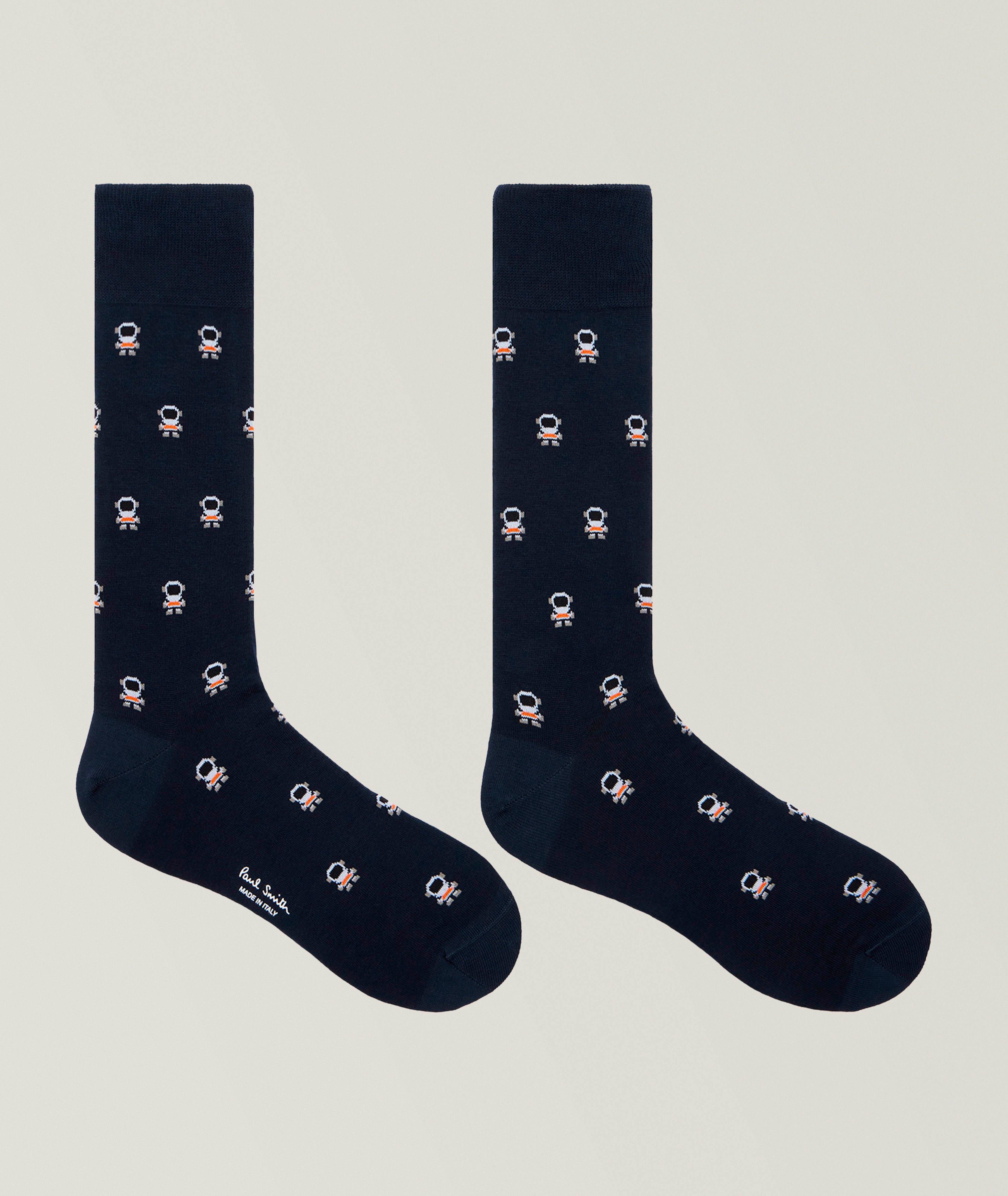 Astronaut-Print Stretch-Cotton Socks image 1