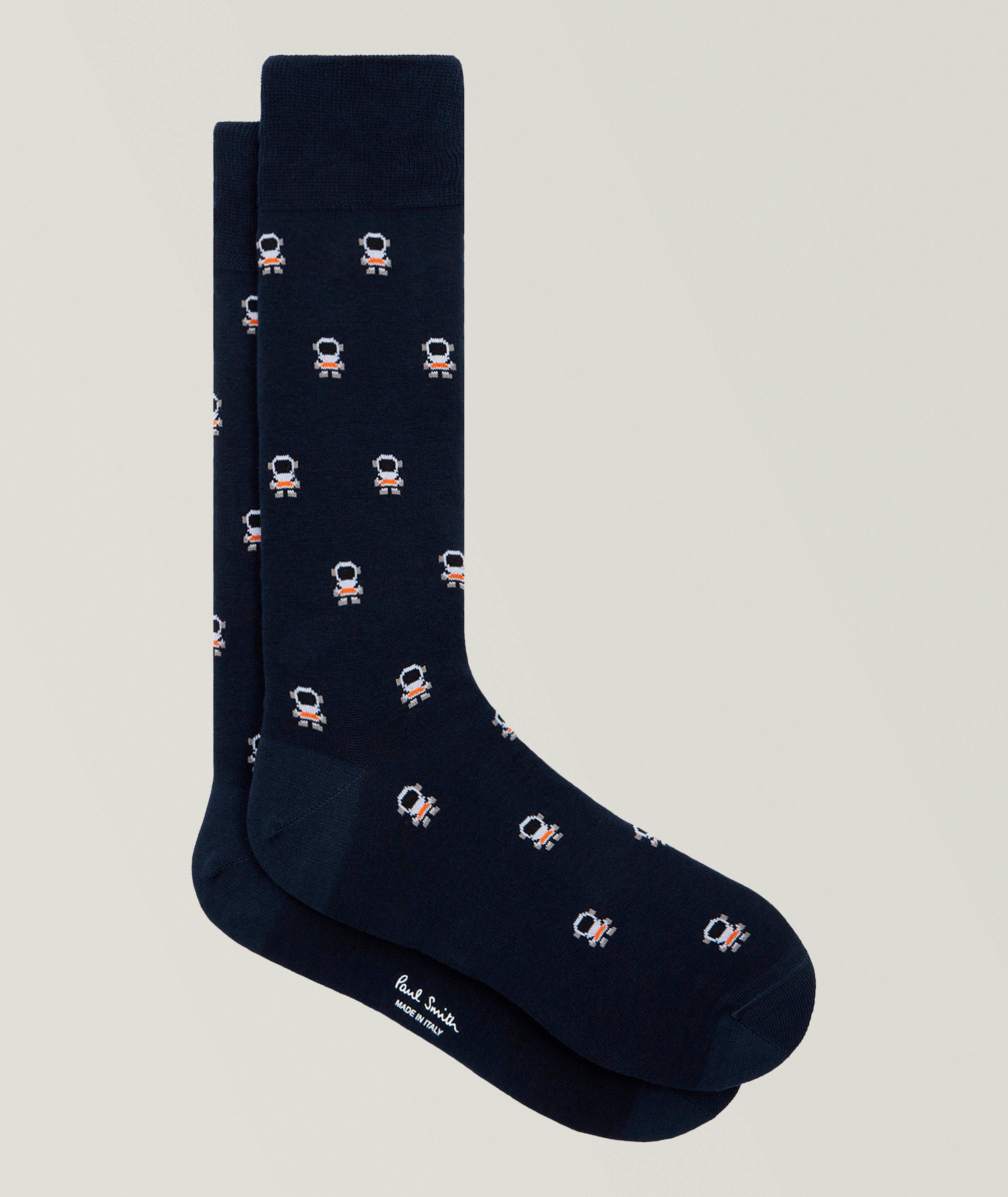 Astronaut-Print Stretch-Cotton Socks image 0