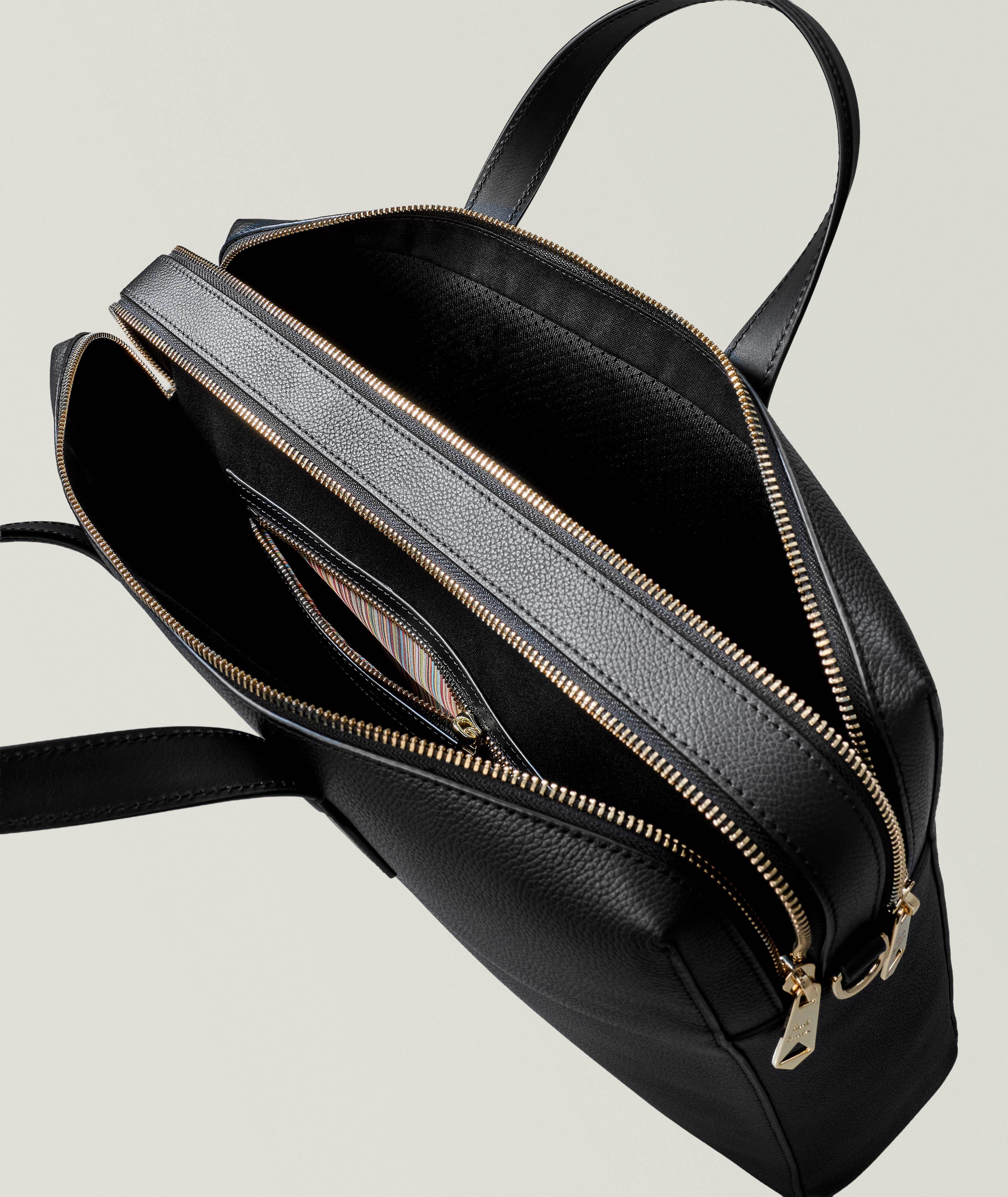 Signature Stripe Double-Zip Leather Folio Bag image 2