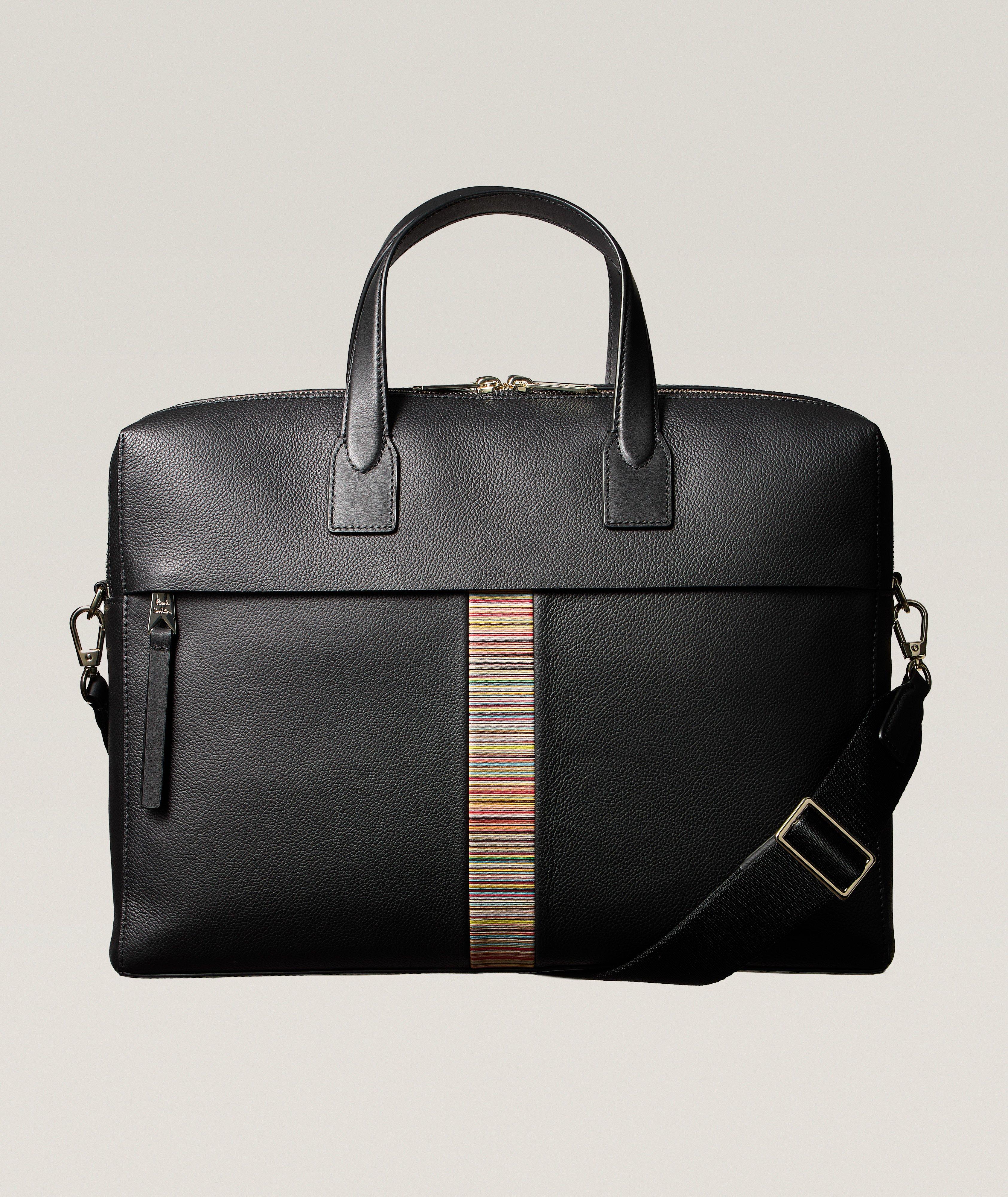 Signature Stripe Double-Zip Leather Folio Bag image 0