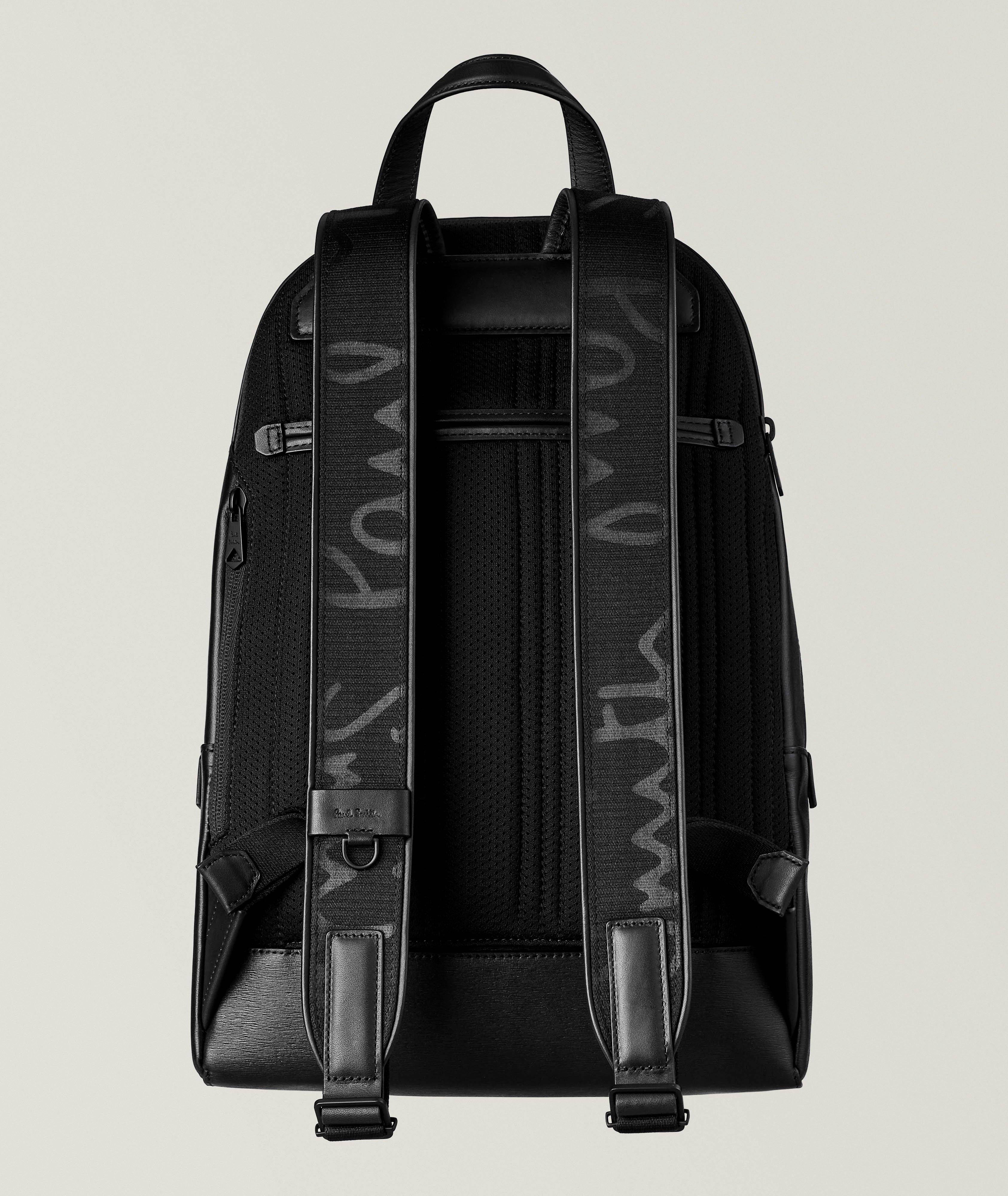 Straw-Grain Embossed Leather Backpack image 1