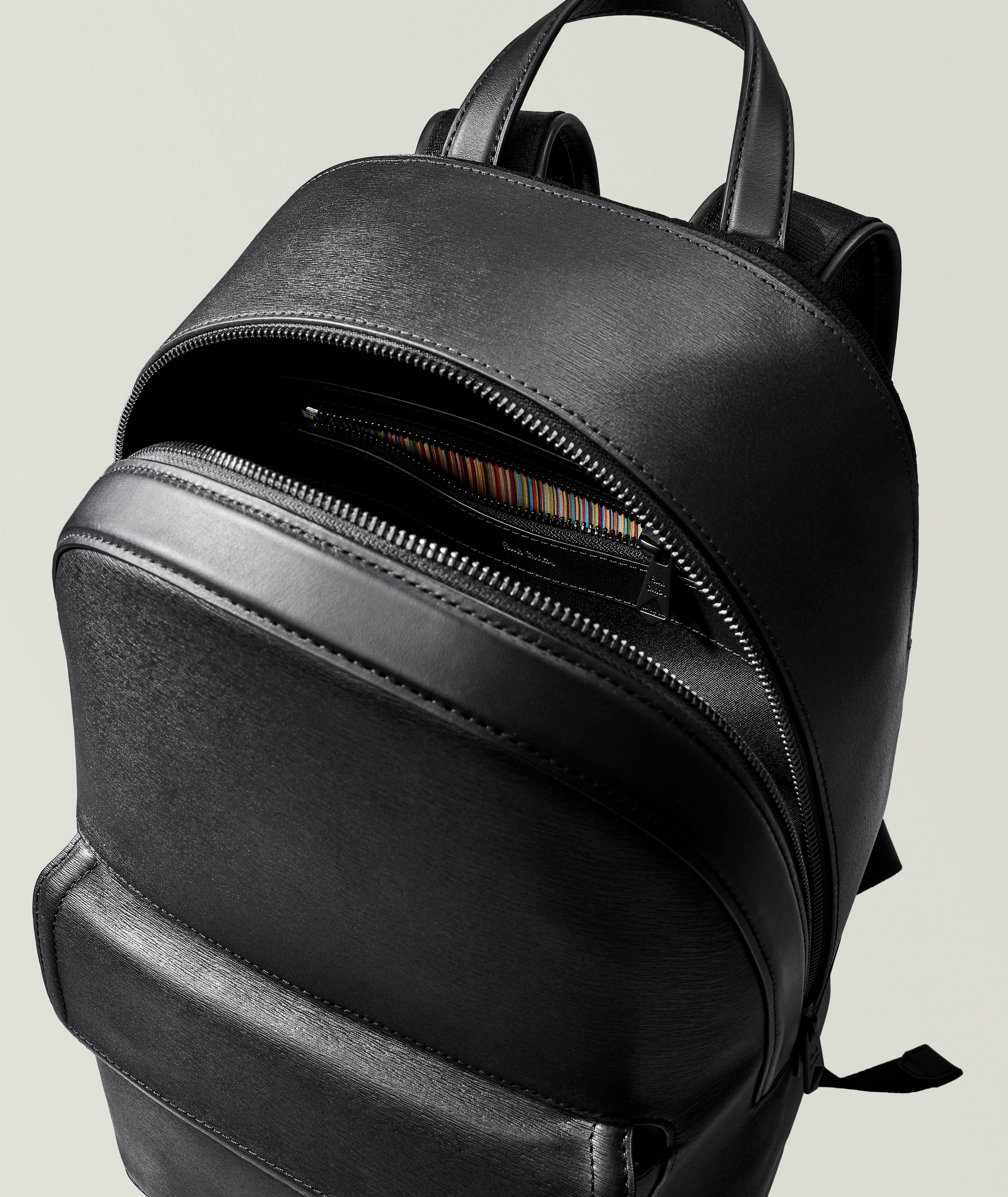 Straw-Grain Embossed Leather Backpack image 2