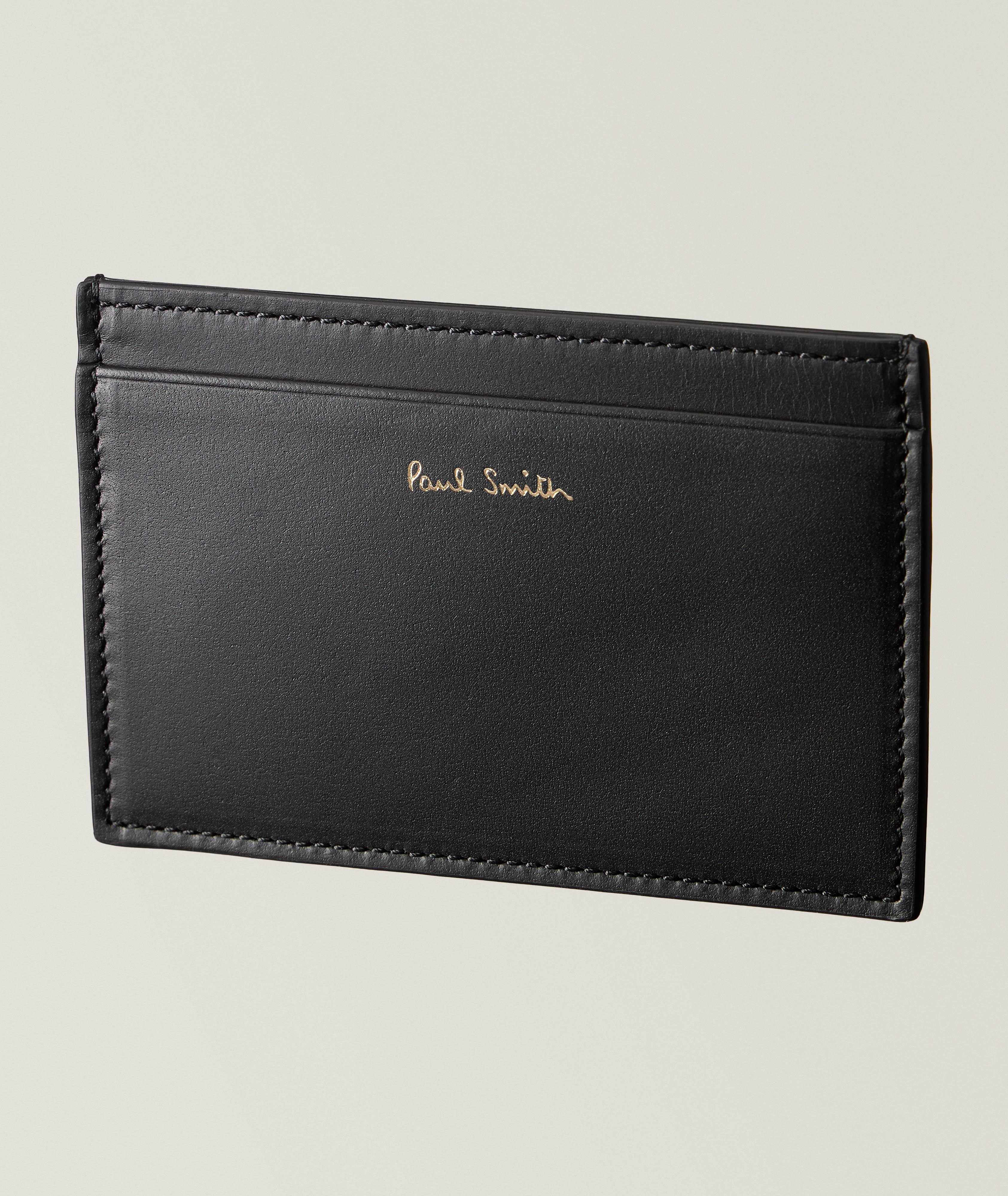 Porte-carte en cuir à rayures de marque image 0