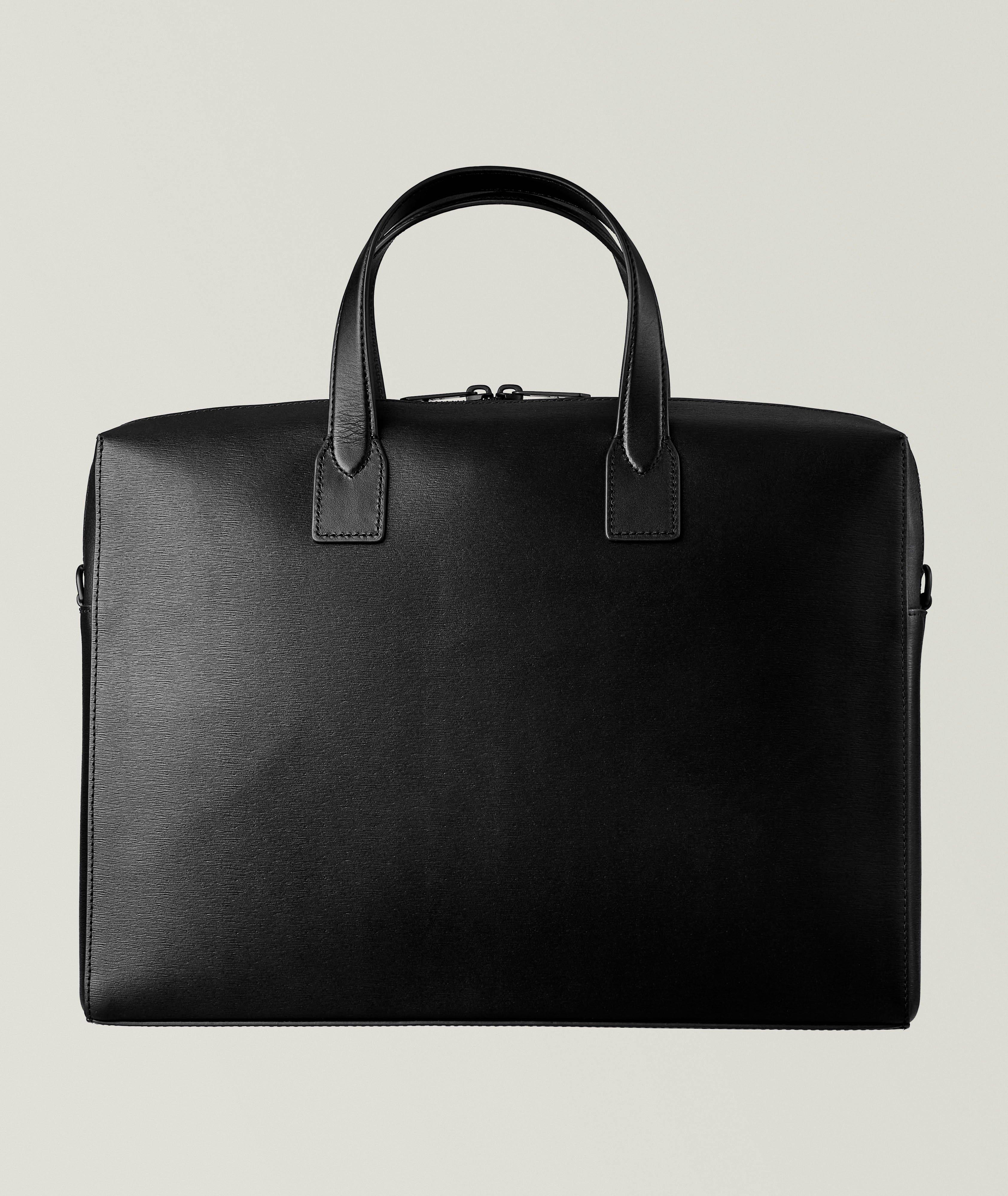 Straw-Grain Embossed Leather Folio Bag  image 1