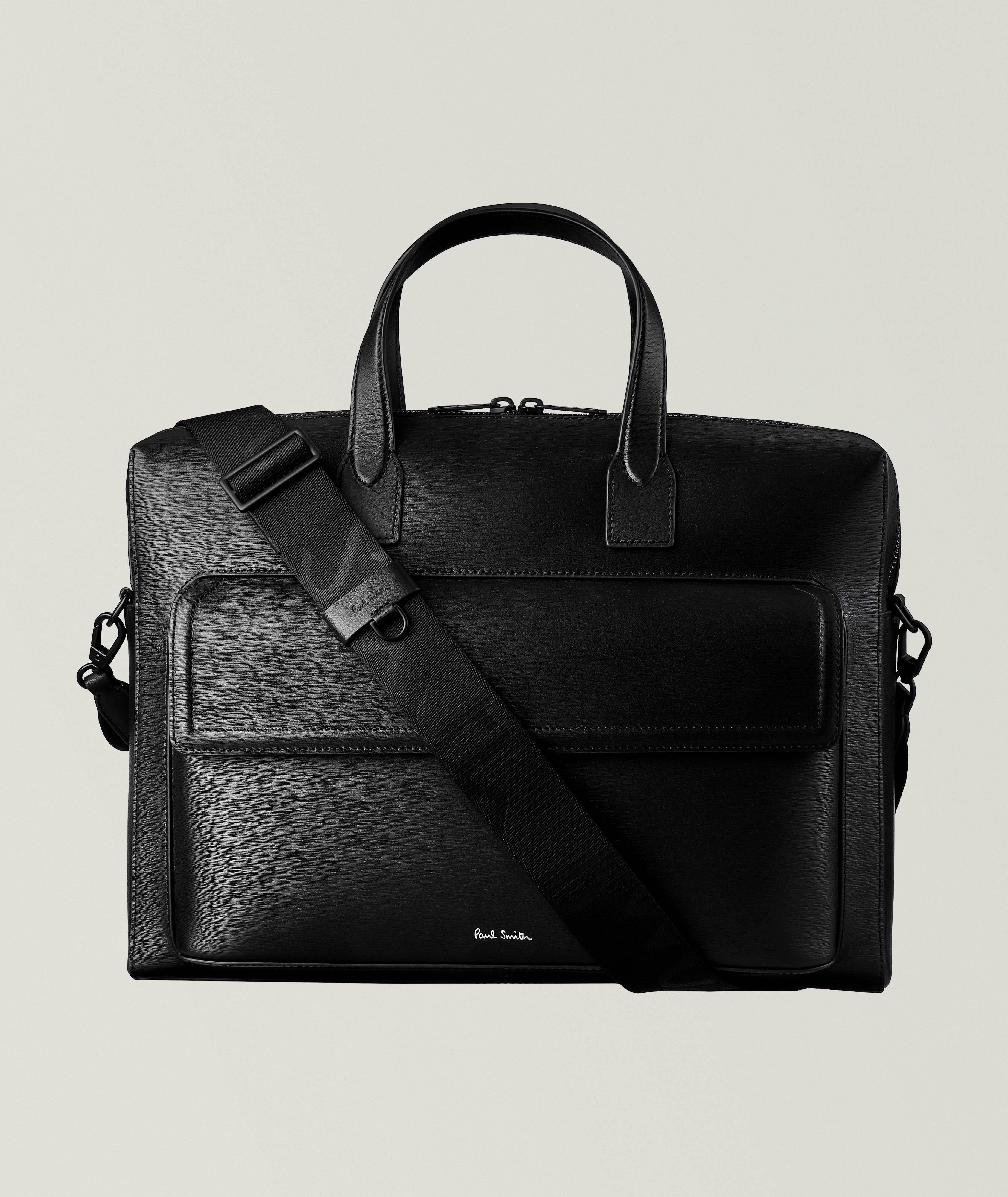 Straw-Grain Embossed Leather Folio Bag  image 0