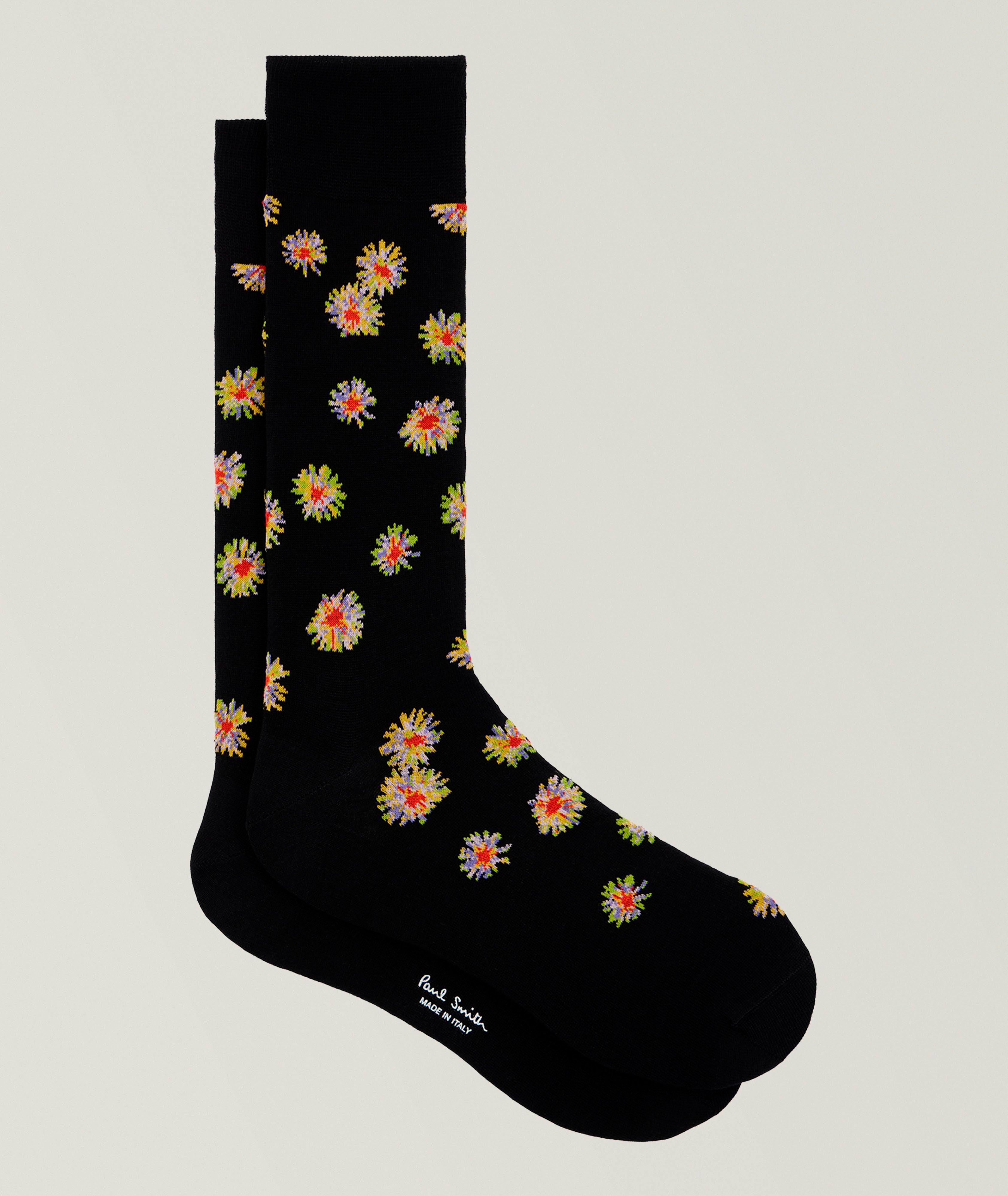 Chaussettes en coton extensible à motif floral image 0