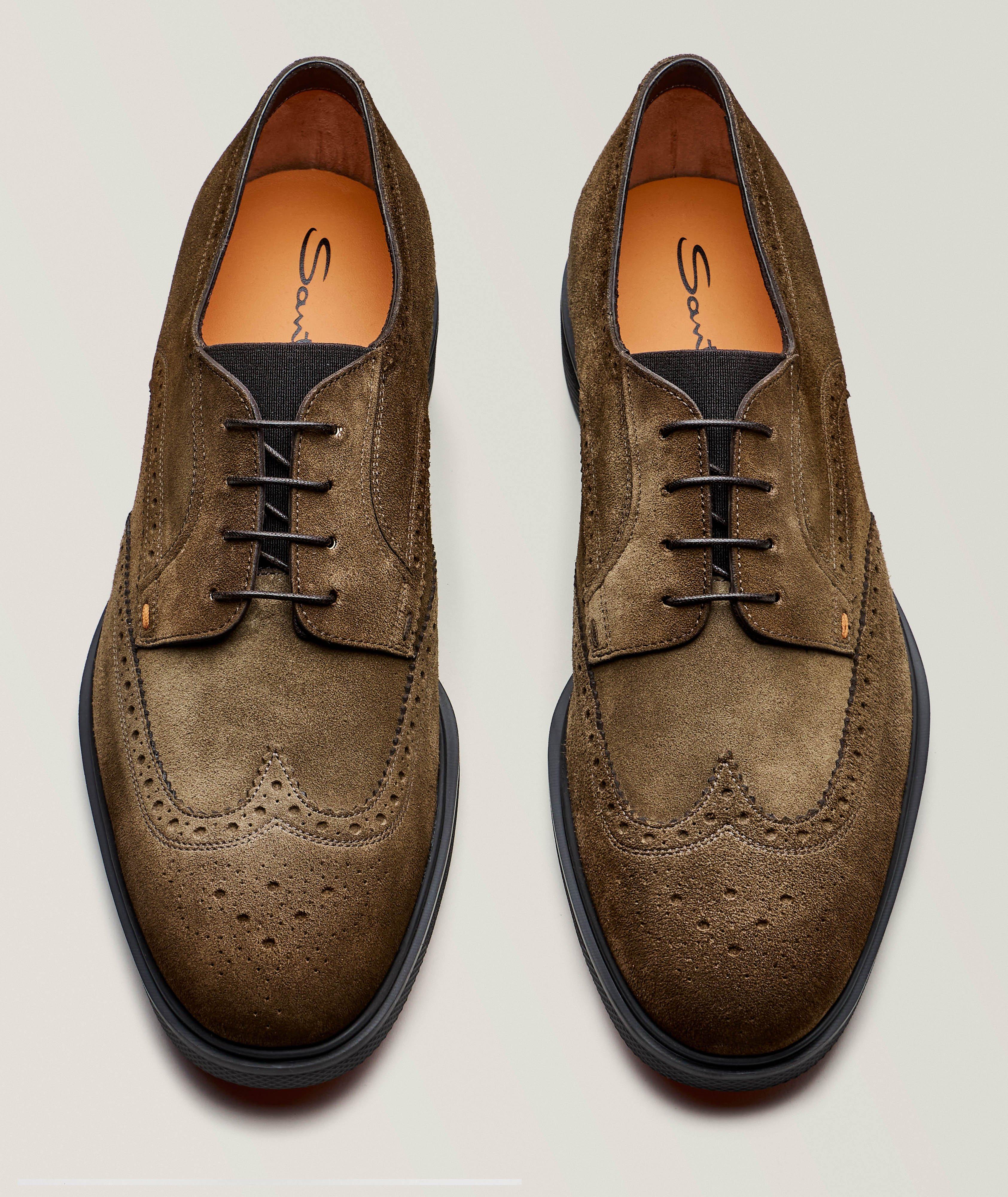 Chaussure brogue en suède à détail incurvé image 1